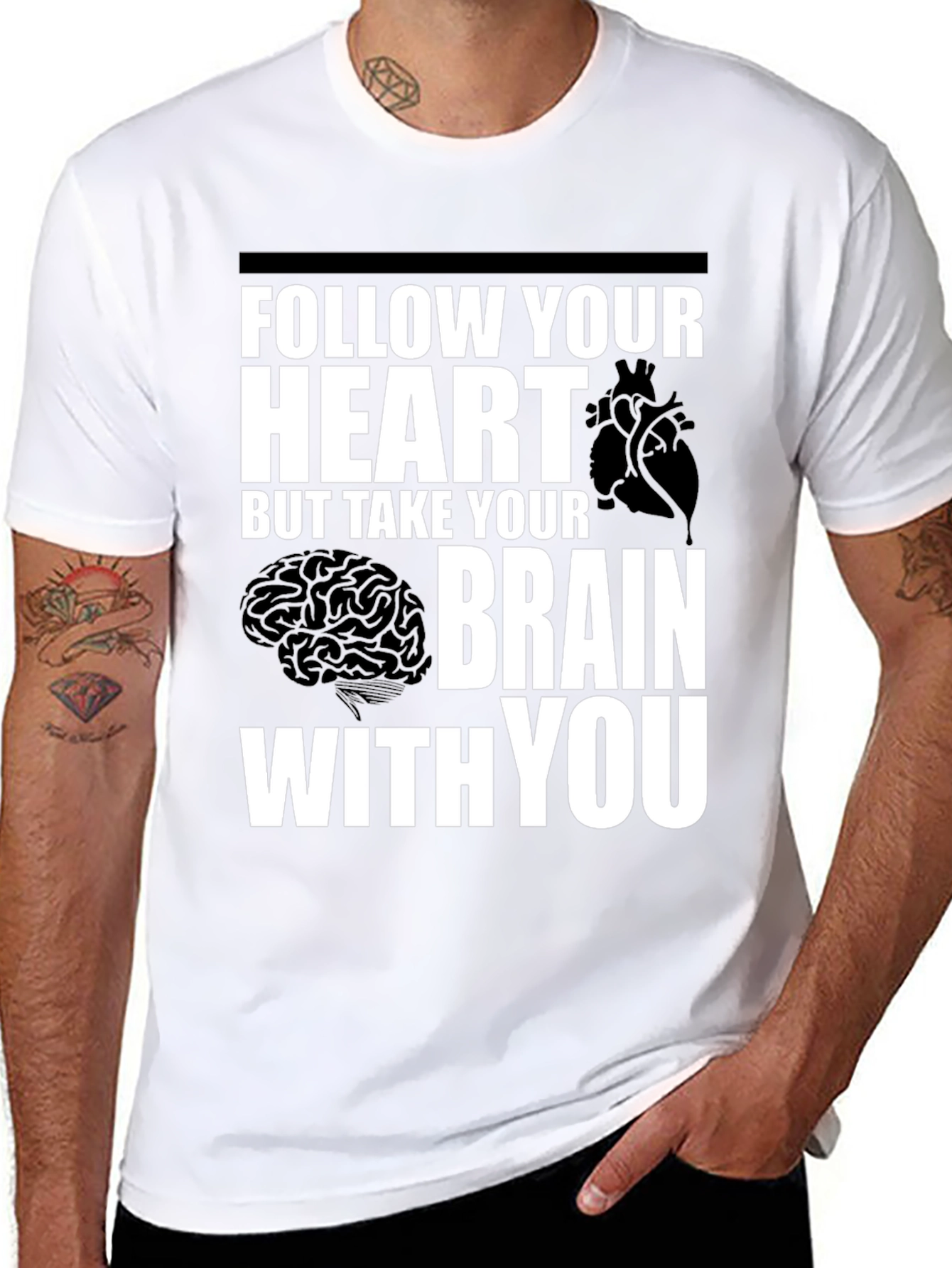 Follow Your Heart Brain Graphic T-Shirt