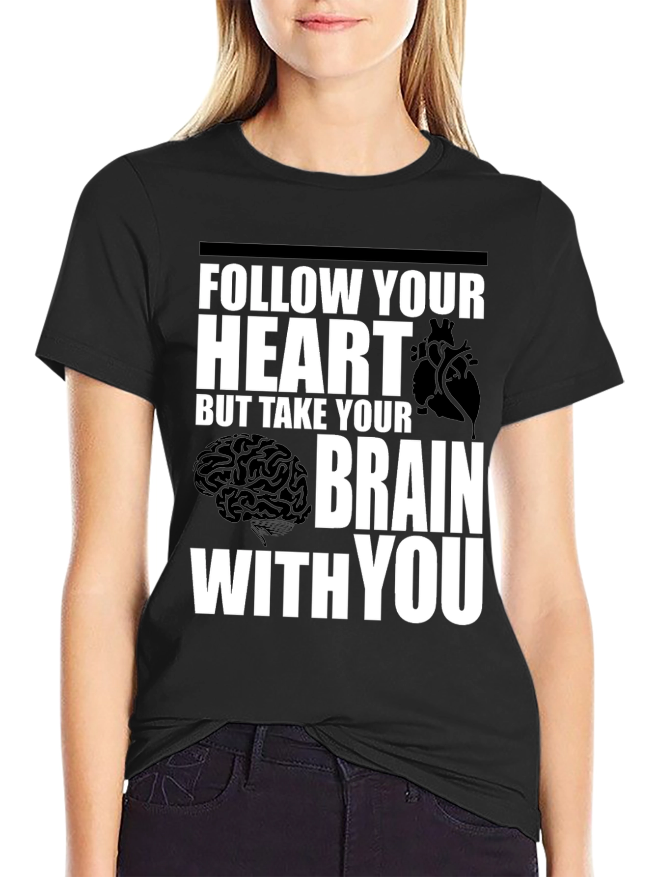 Follow Your Heart Brain Graphic T-Shirt