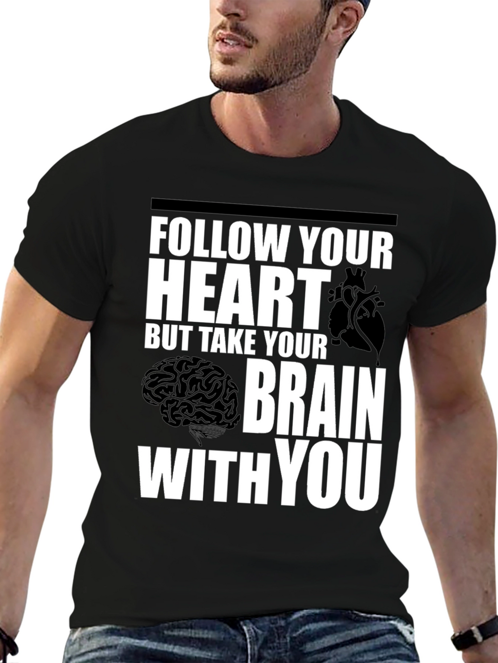 Follow Your Heart Brain Graphic T-Shirt