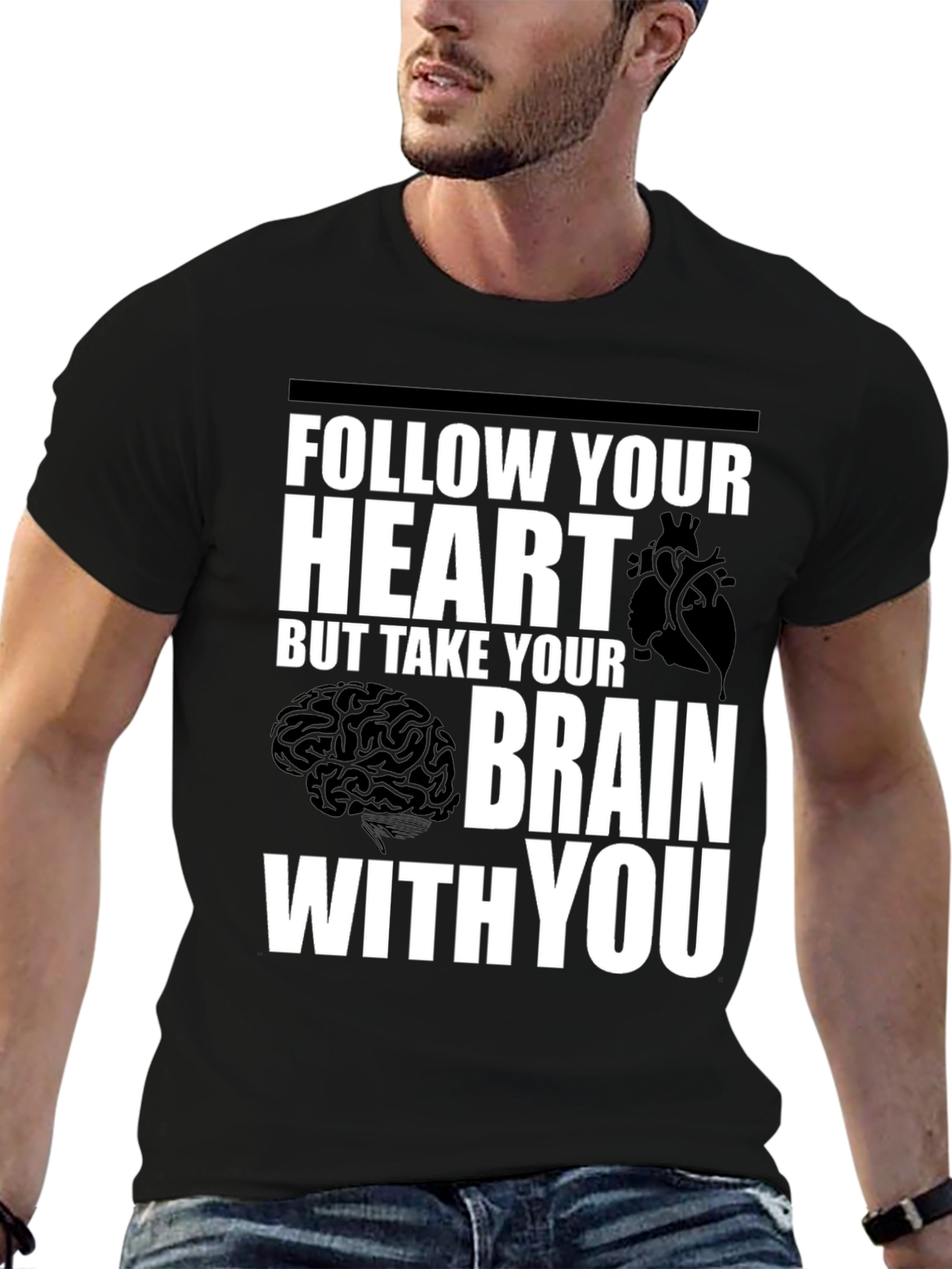 Follow Your Heart Brain Graphic T-Shirt