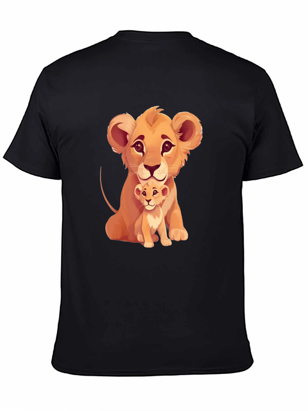 Lion Cub Graphic Tee - Black Cotton T-Shirt
