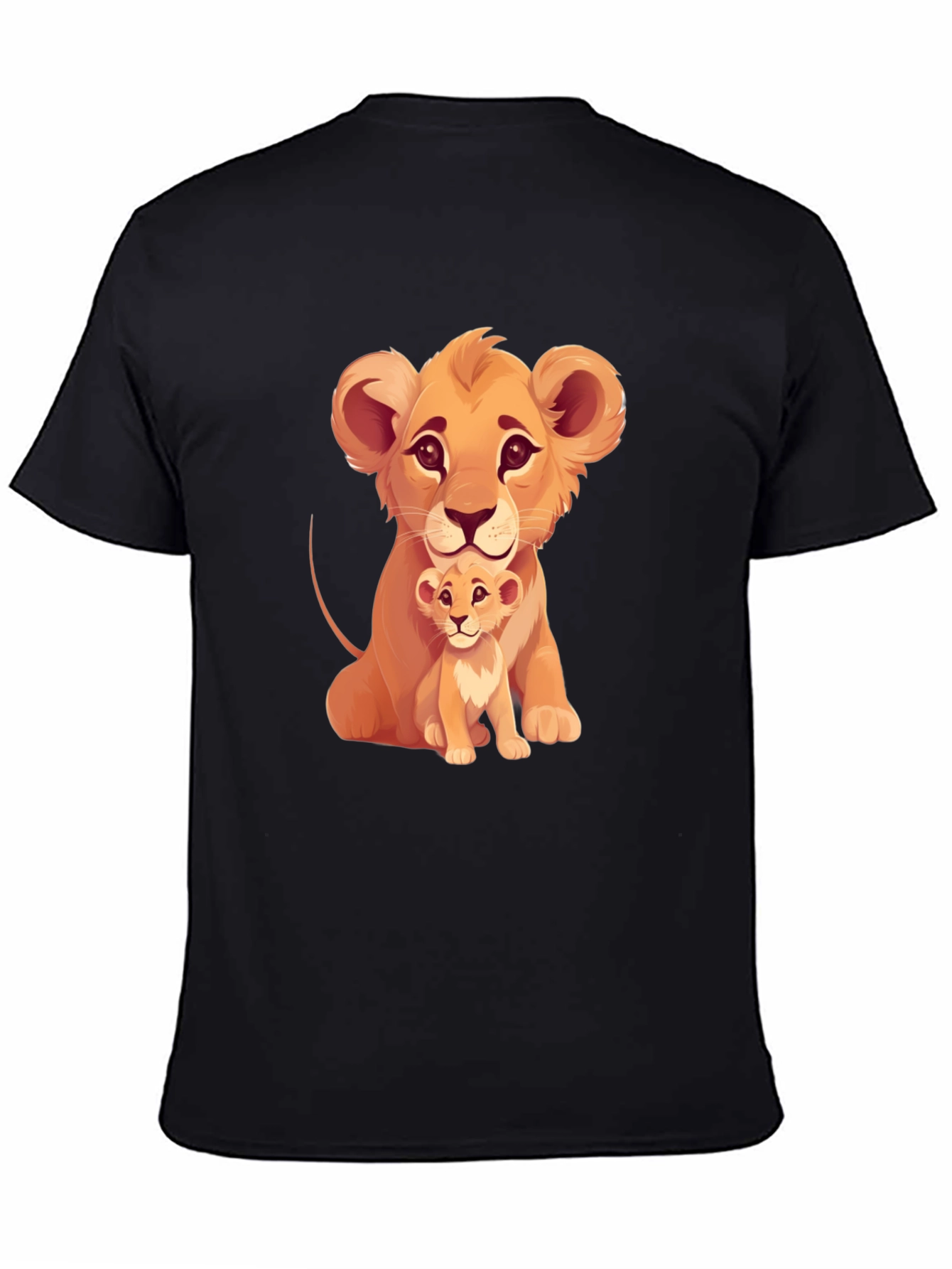 Lion Cub Graphic Tee - Black Cotton T-Shirt