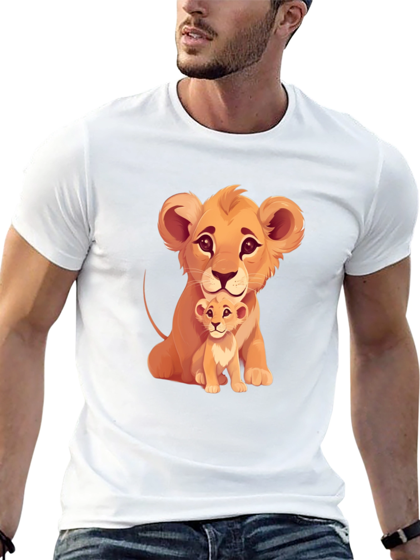 Lion Cub Graphic Tee - Black Cotton T-Shirt