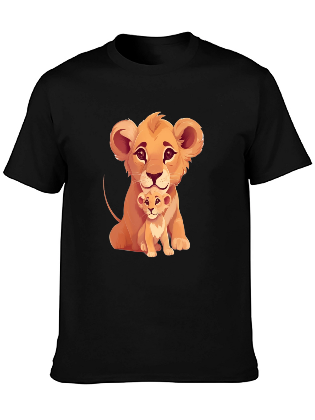 Lion Cub Graphic Tee - Black Cotton T-Shirt