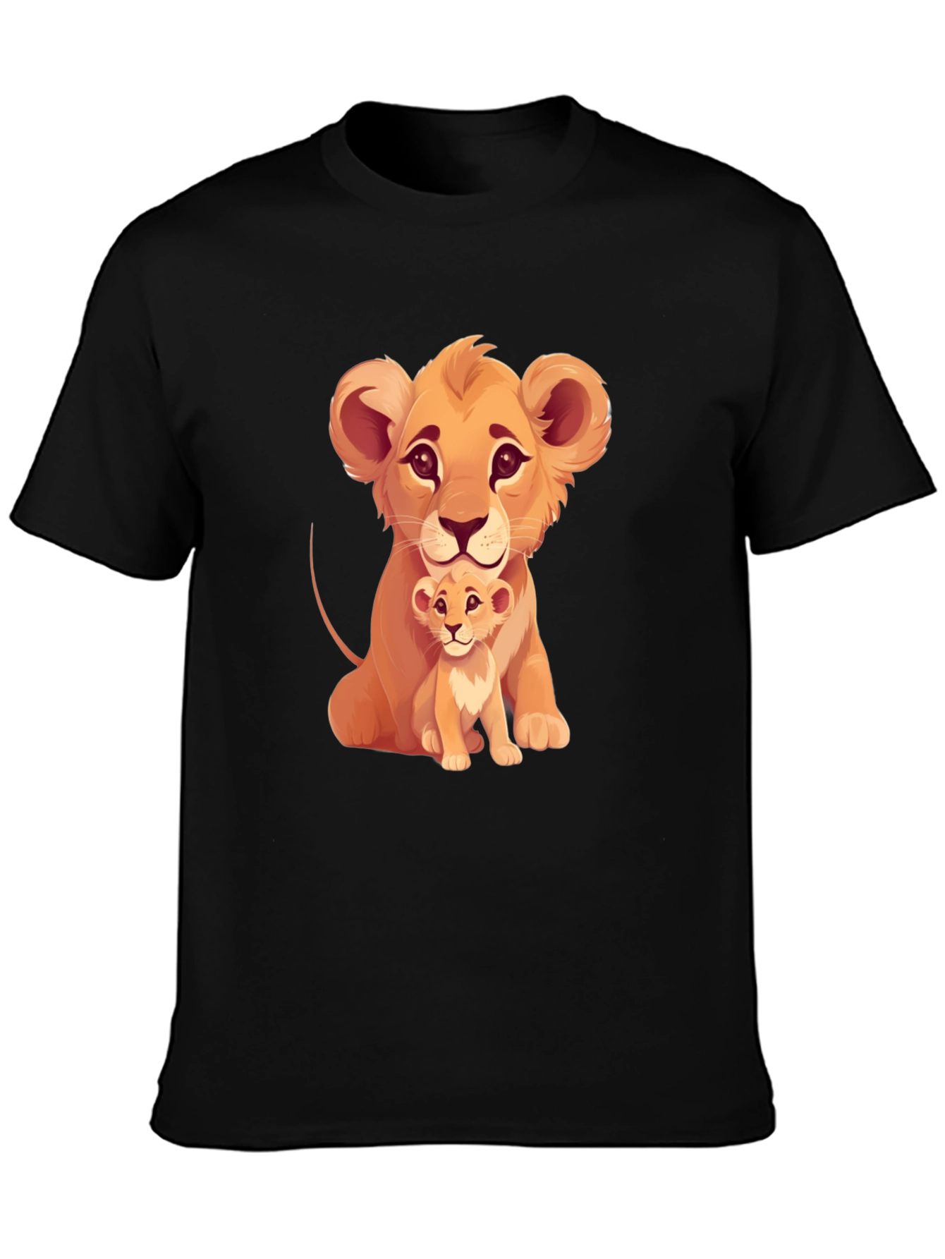 Lion Cub Graphic Tee - Black Cotton T-Shirt