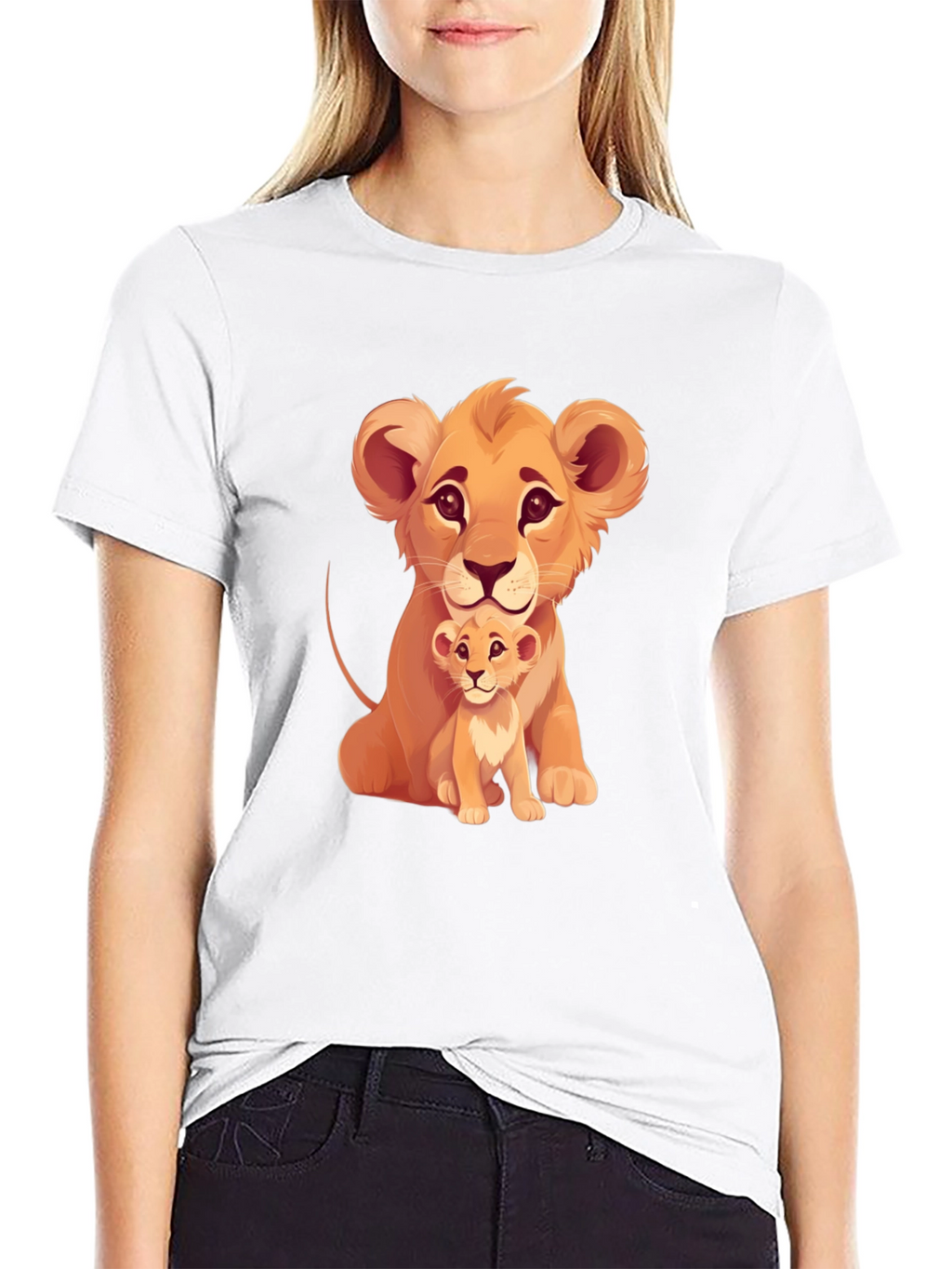 Lion Cub Graphic Tee - Black Cotton T-Shirt