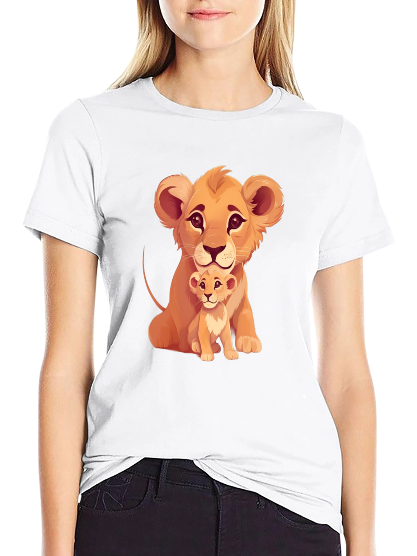 Lion Cub Graphic Tee - Black Cotton T-Shirt
