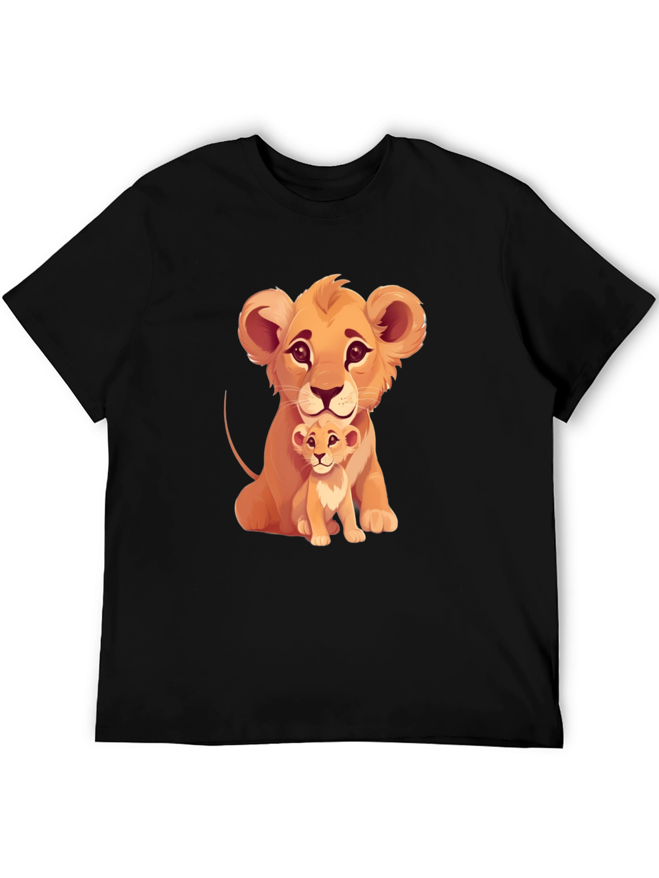Lion Cub Graphic Tee - Black Cotton T-Shirt