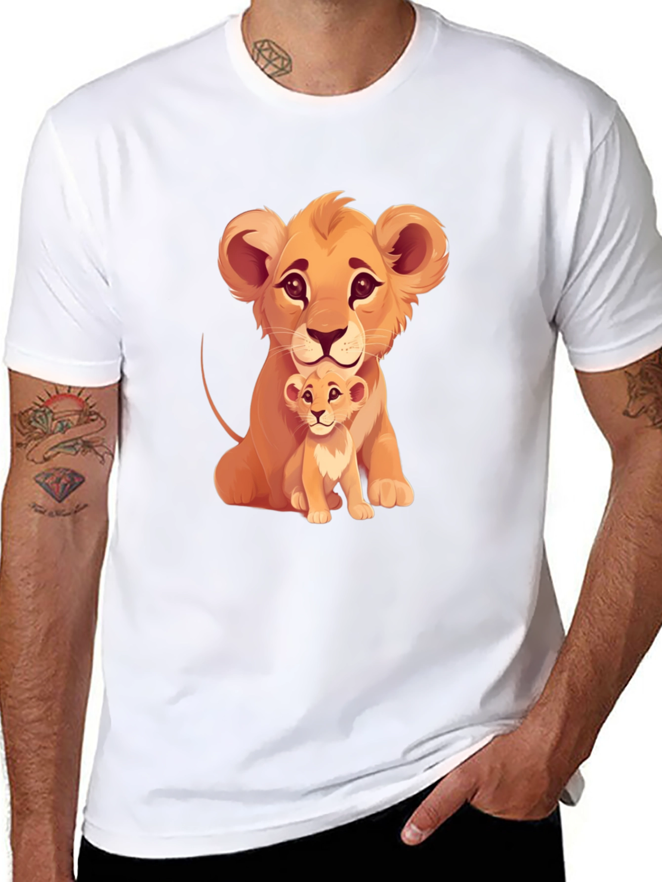 Lion Cub Graphic Tee - Black Cotton T-Shirt
