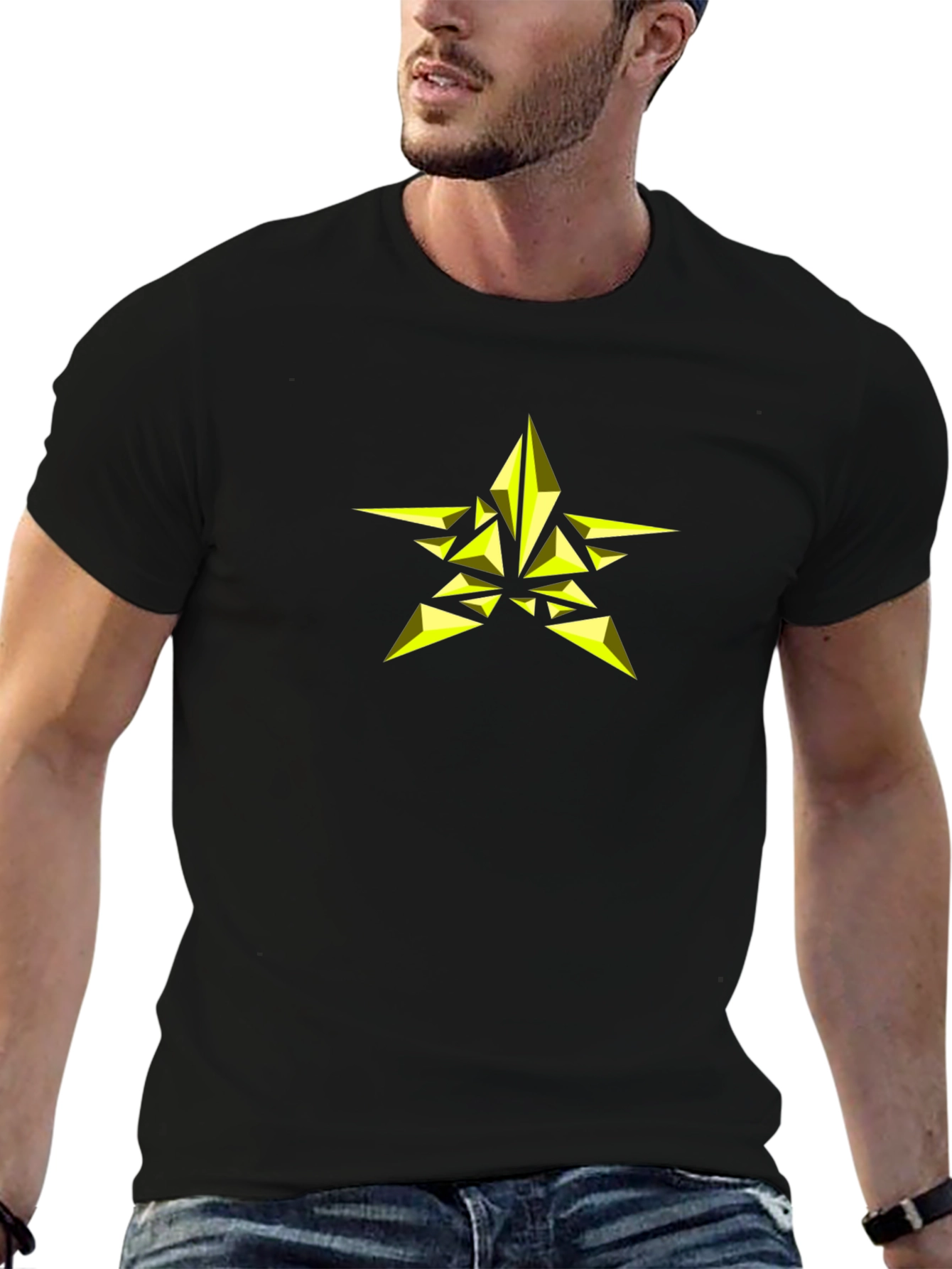Geometric Star Graphic Black T-Shirt