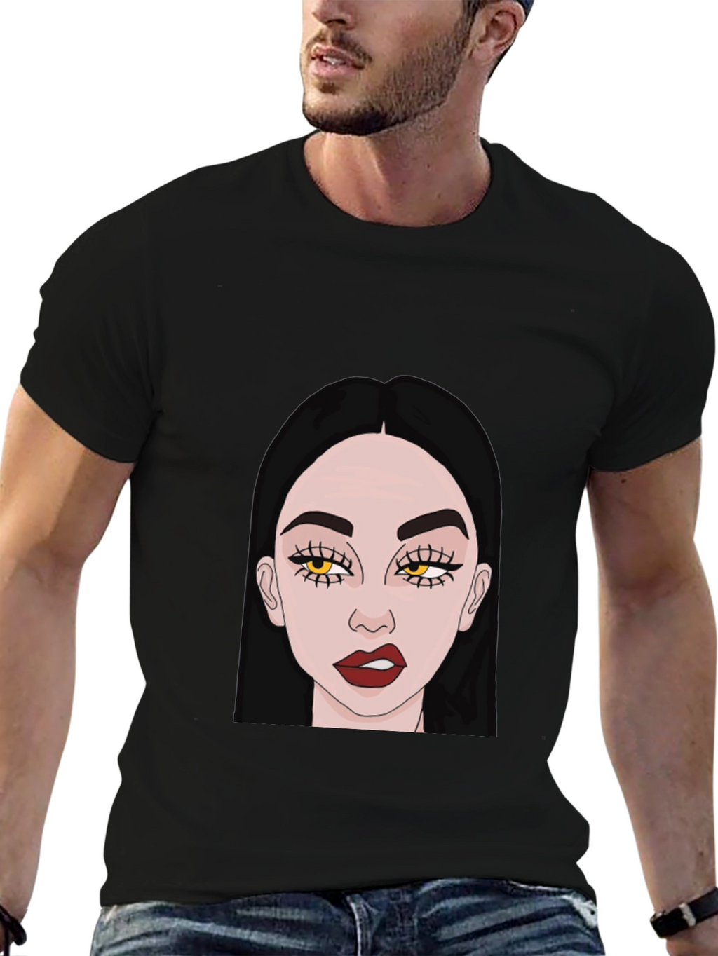 Trendy Woman Graphic Black T-Shirt