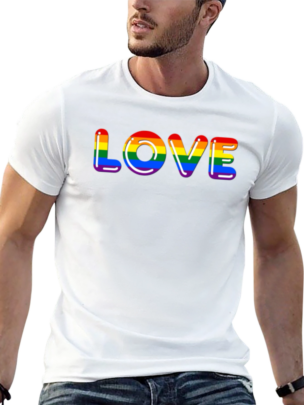 Pride Love T-Shirt - Black LGBTQ Rainbow Graphic Tee