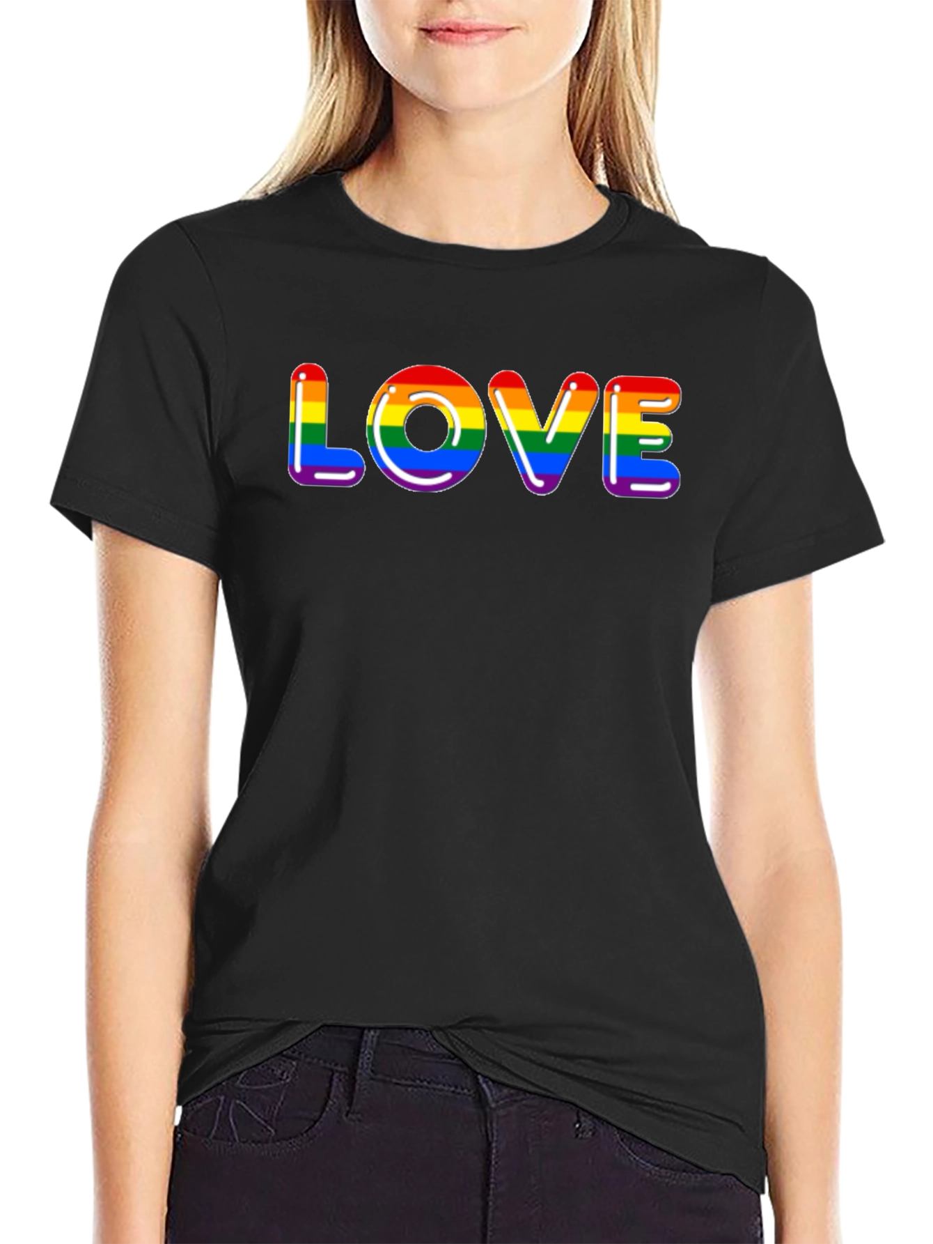 Pride Love T-Shirt - Black LGBTQ Rainbow Graphic Tee