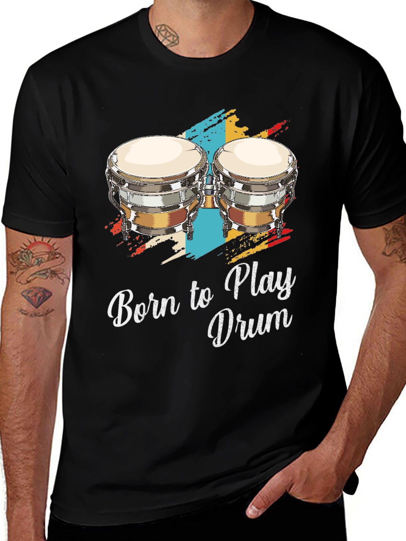 Born to Play Drum Bongo Graphic T-Shirt