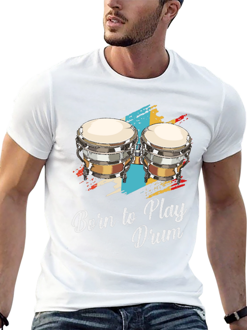 Born to Play Drum Bongo Graphic T-Shirt