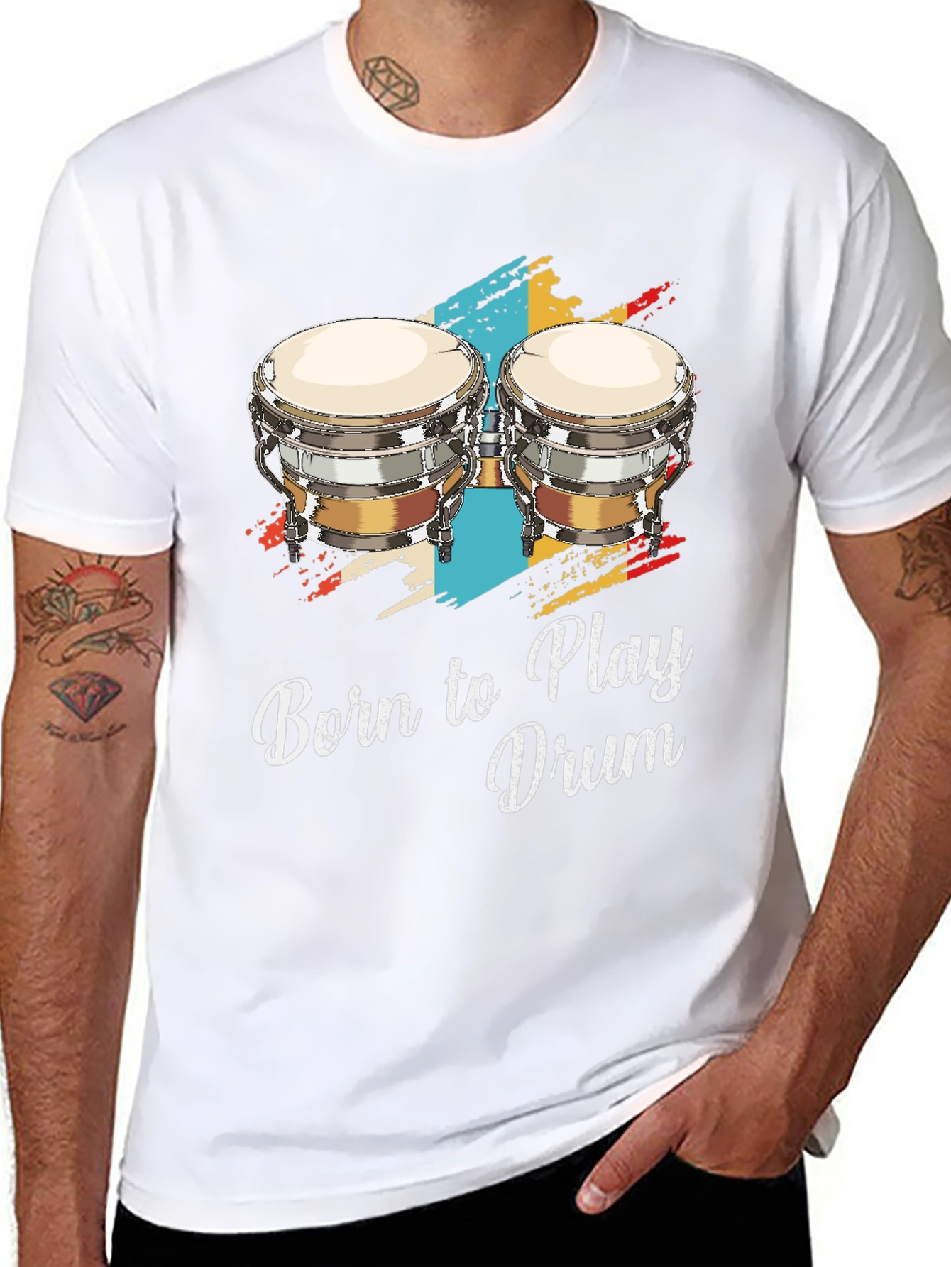 Born to Play Drum Bongo Graphic T-Shirt