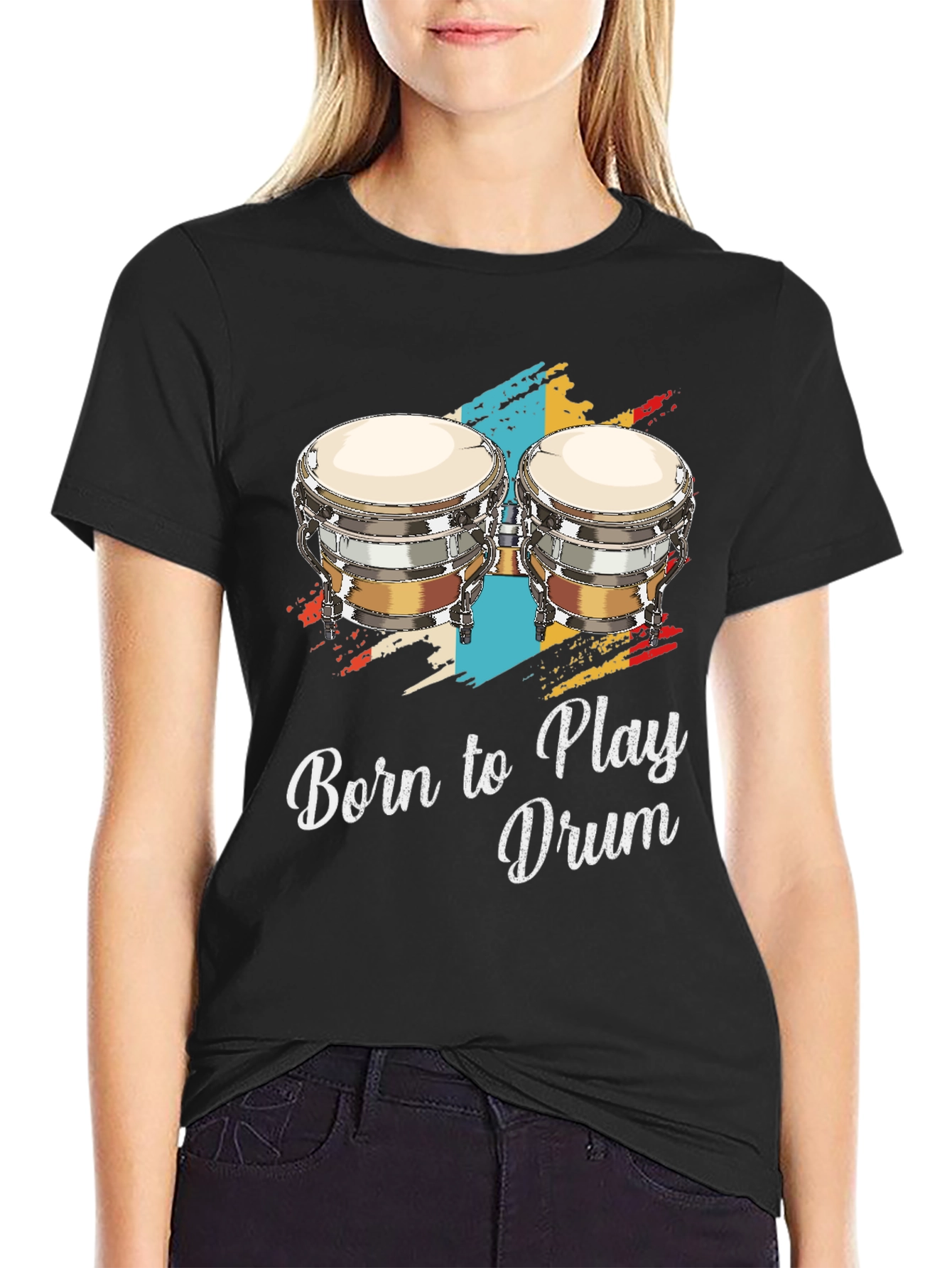 Born to Play Drum Bongo Graphic T-Shirt