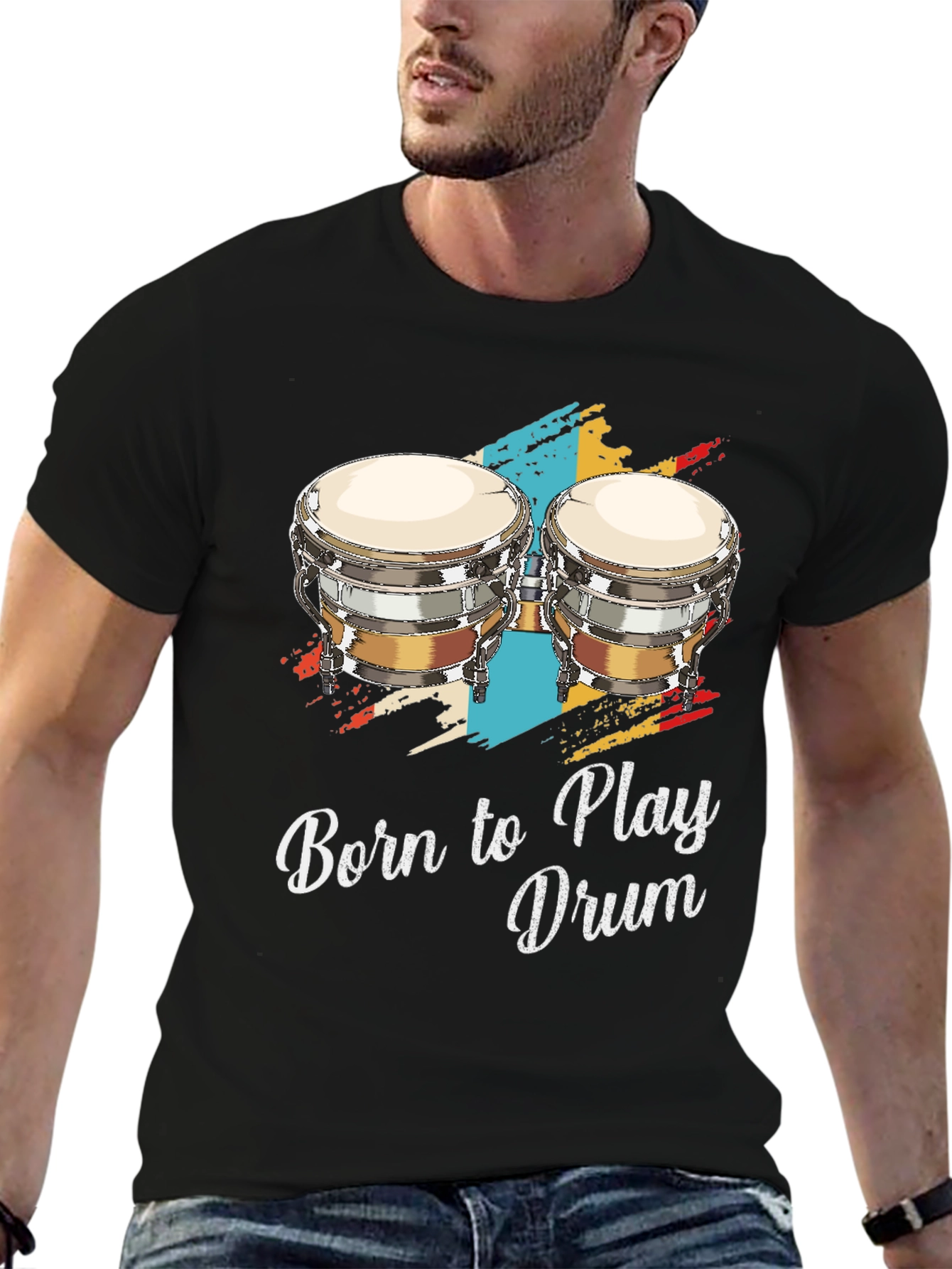 Born to Play Drum Bongo Graphic T-Shirt