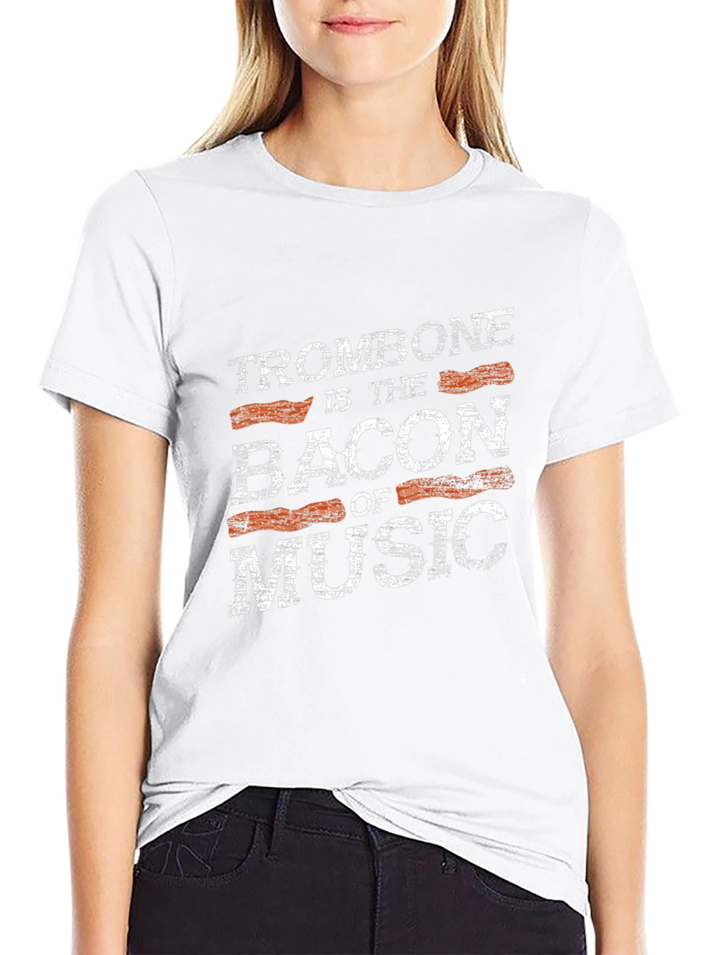 Trombone Bacon of Music Black Graphic Tee