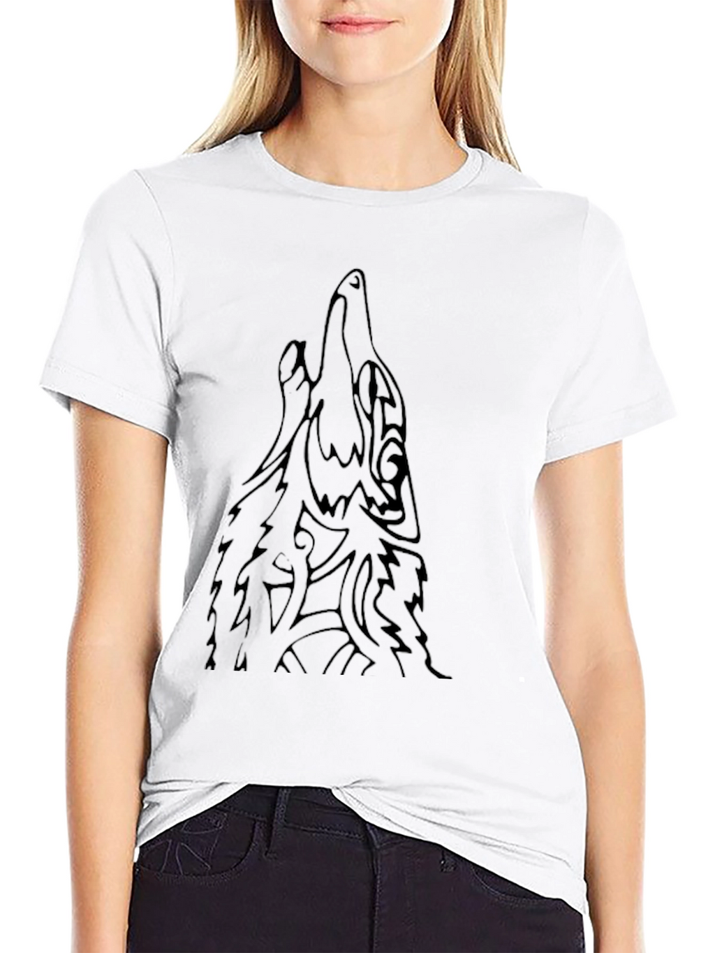 Mens Black Wolf Graphic Print Short Sleeve T-Shirt