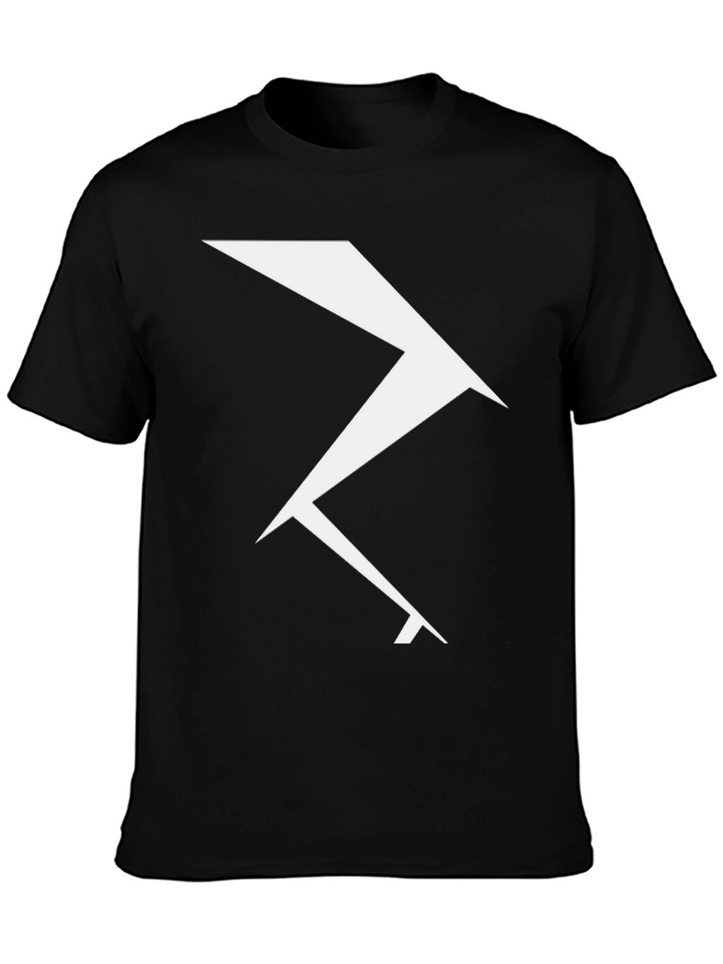 Geometric Lightning Bolt Graphic Tee - Black