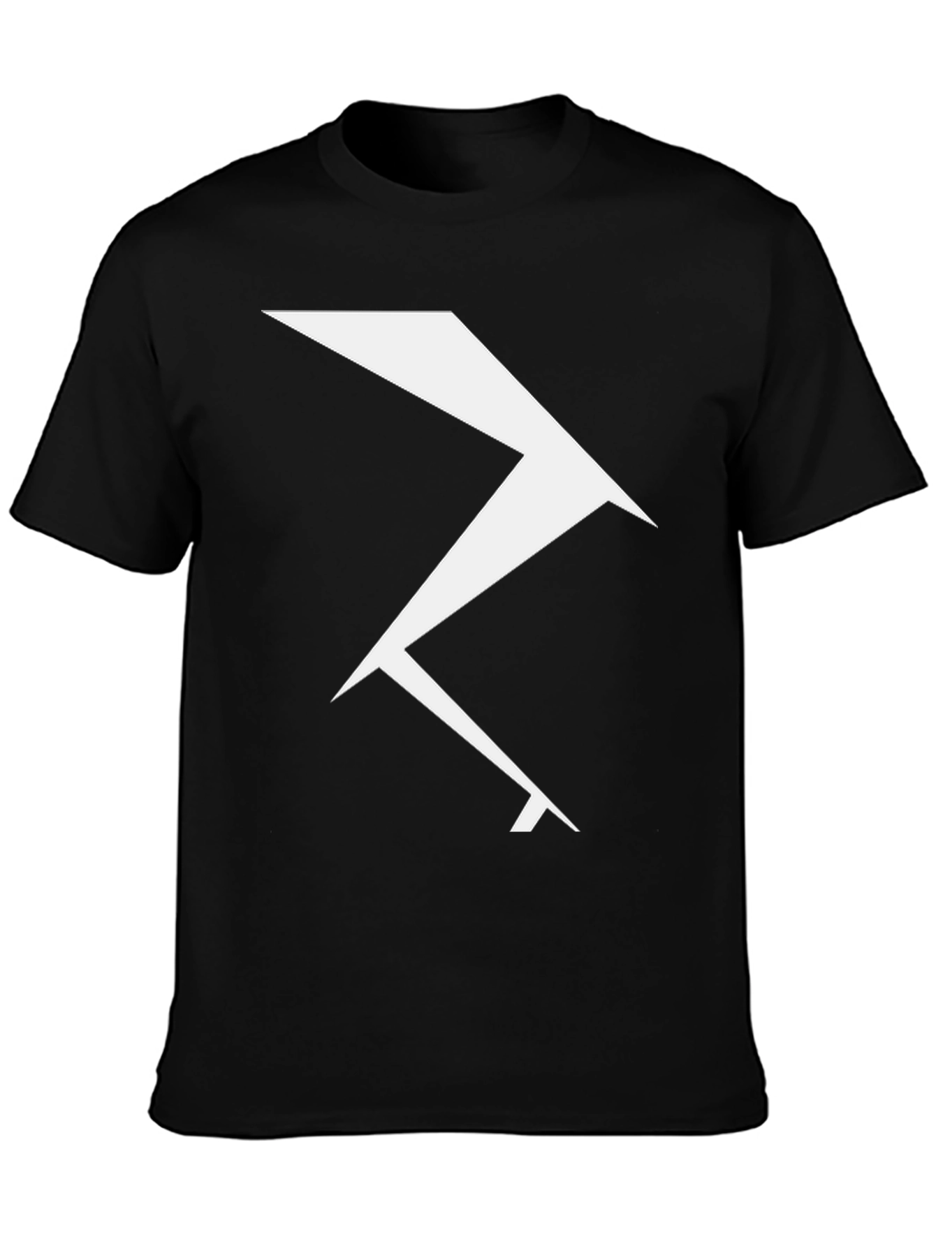 Geometric Lightning Bolt Graphic Tee - Black