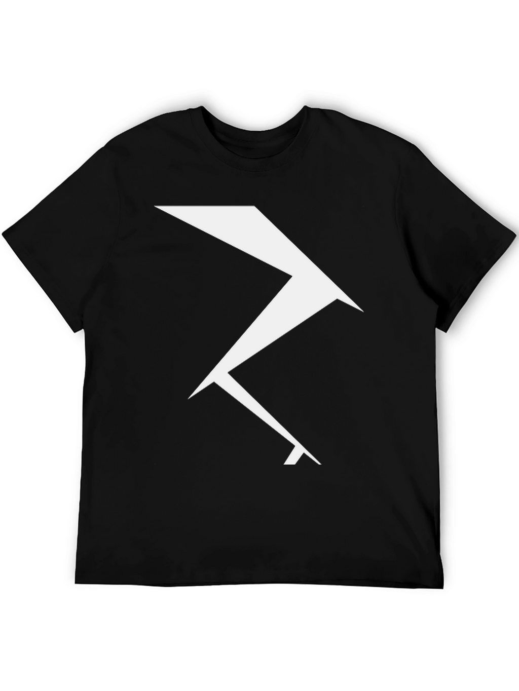 Geometric Lightning Bolt Graphic Tee - Black