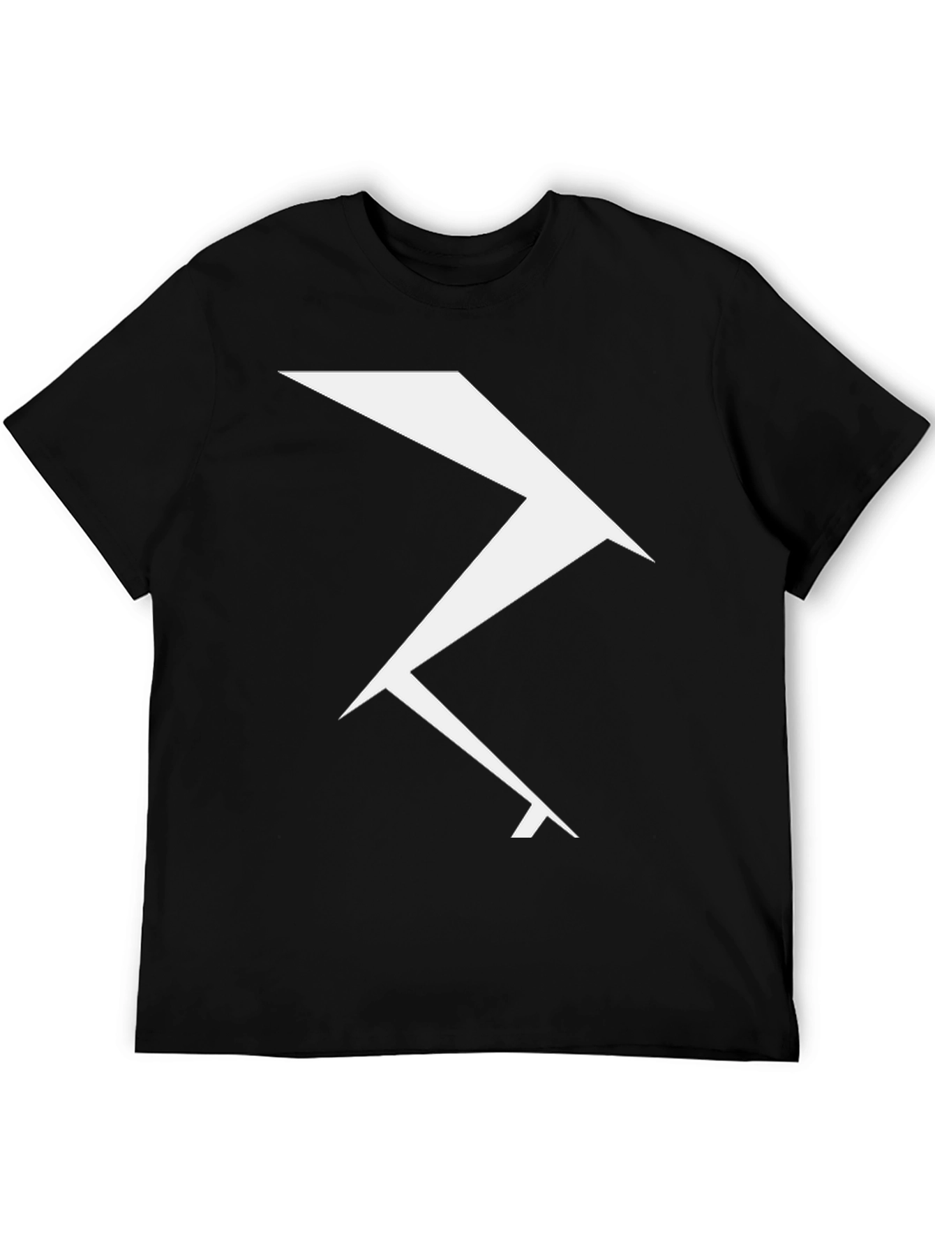 Geometric Lightning Bolt Graphic Tee - Black