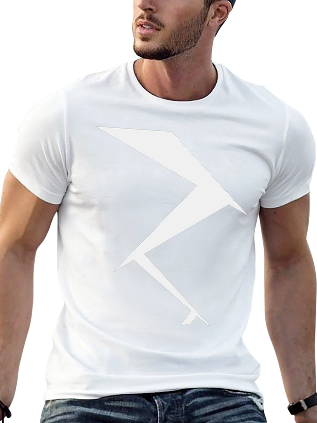 Geometric Lightning Bolt Graphic Tee - Black