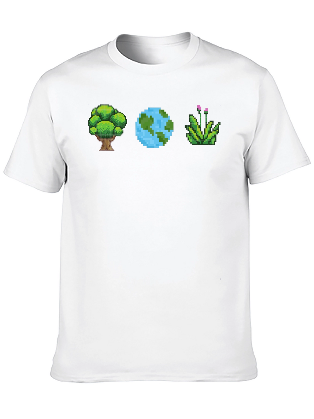 Pixel Art Nature T-Shirt - Tree Earth Plant