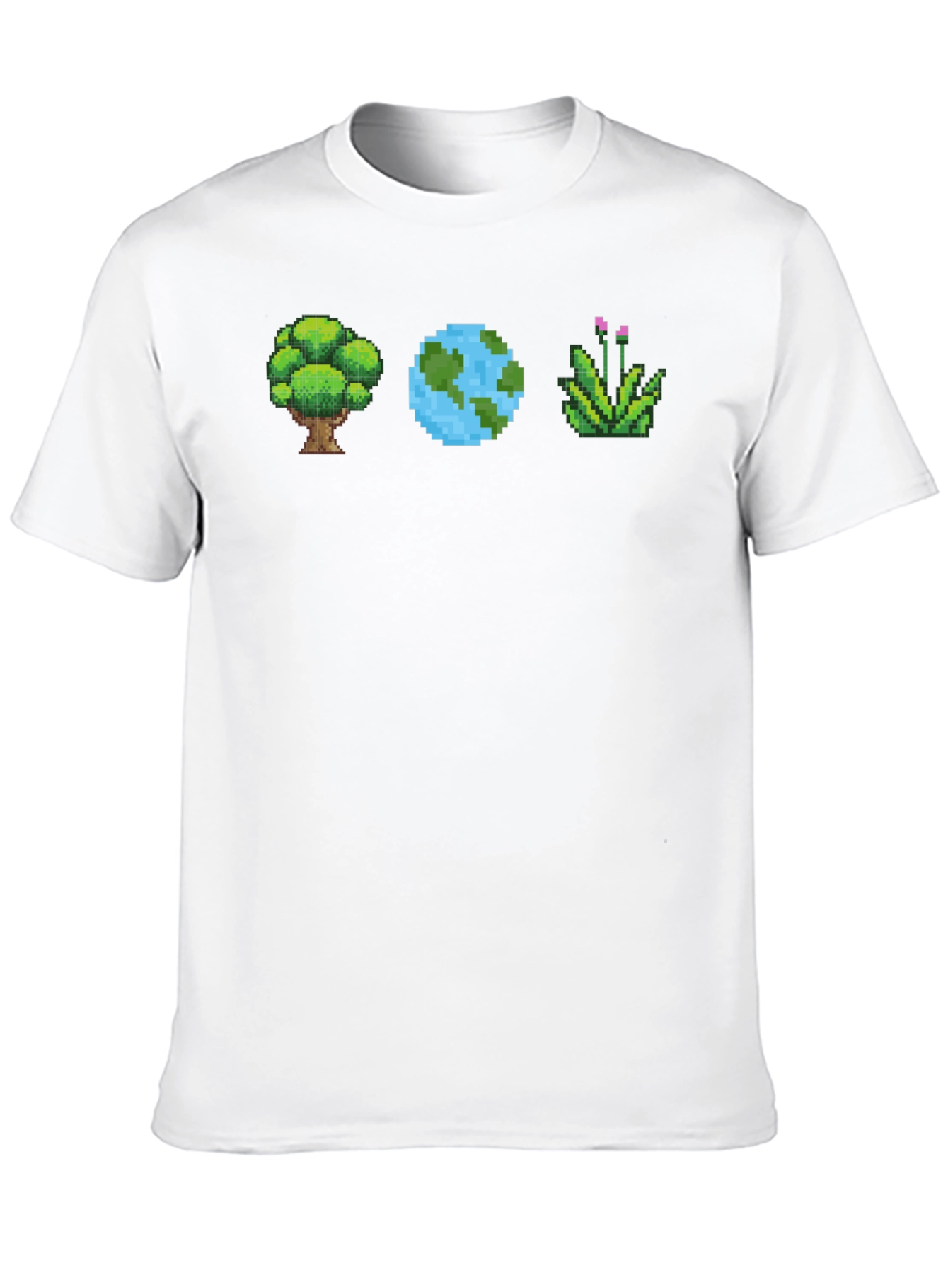 Pixel Art Nature T-Shirt - Tree Earth Plant
