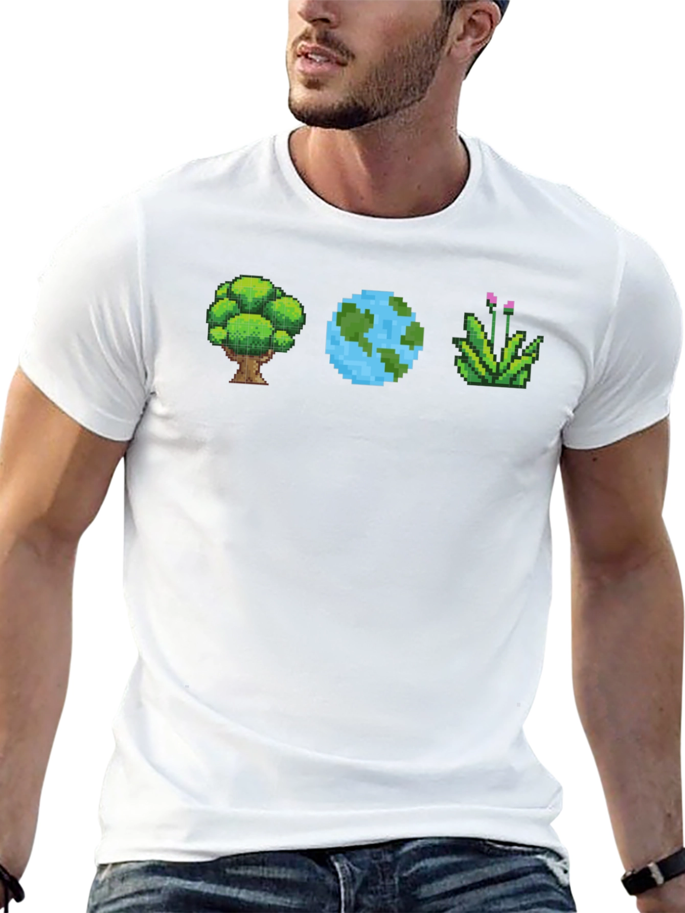 Pixel Art Nature T-Shirt - Tree Earth Plant