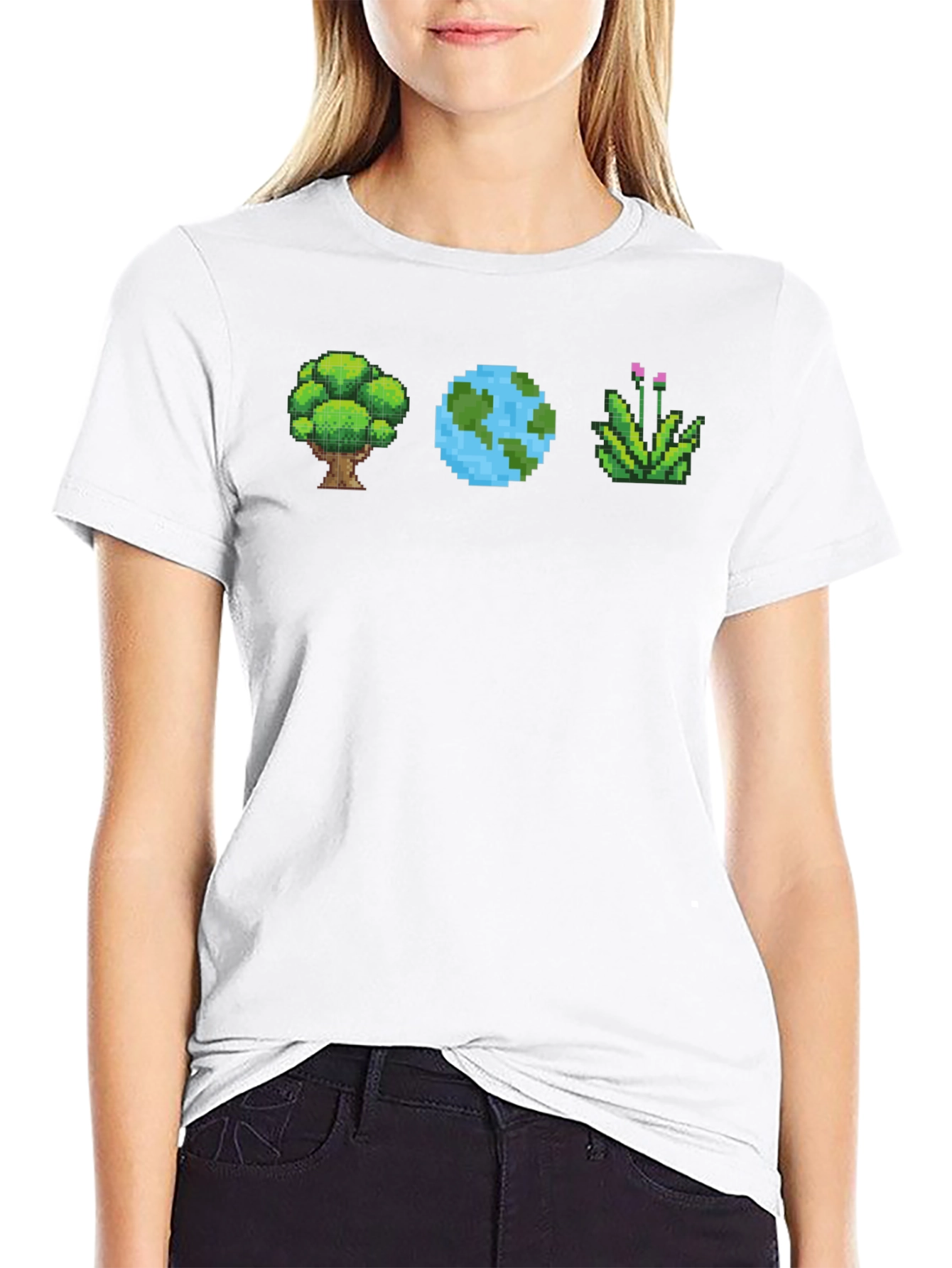 Pixel Art Nature T-Shirt - Tree Earth Plant