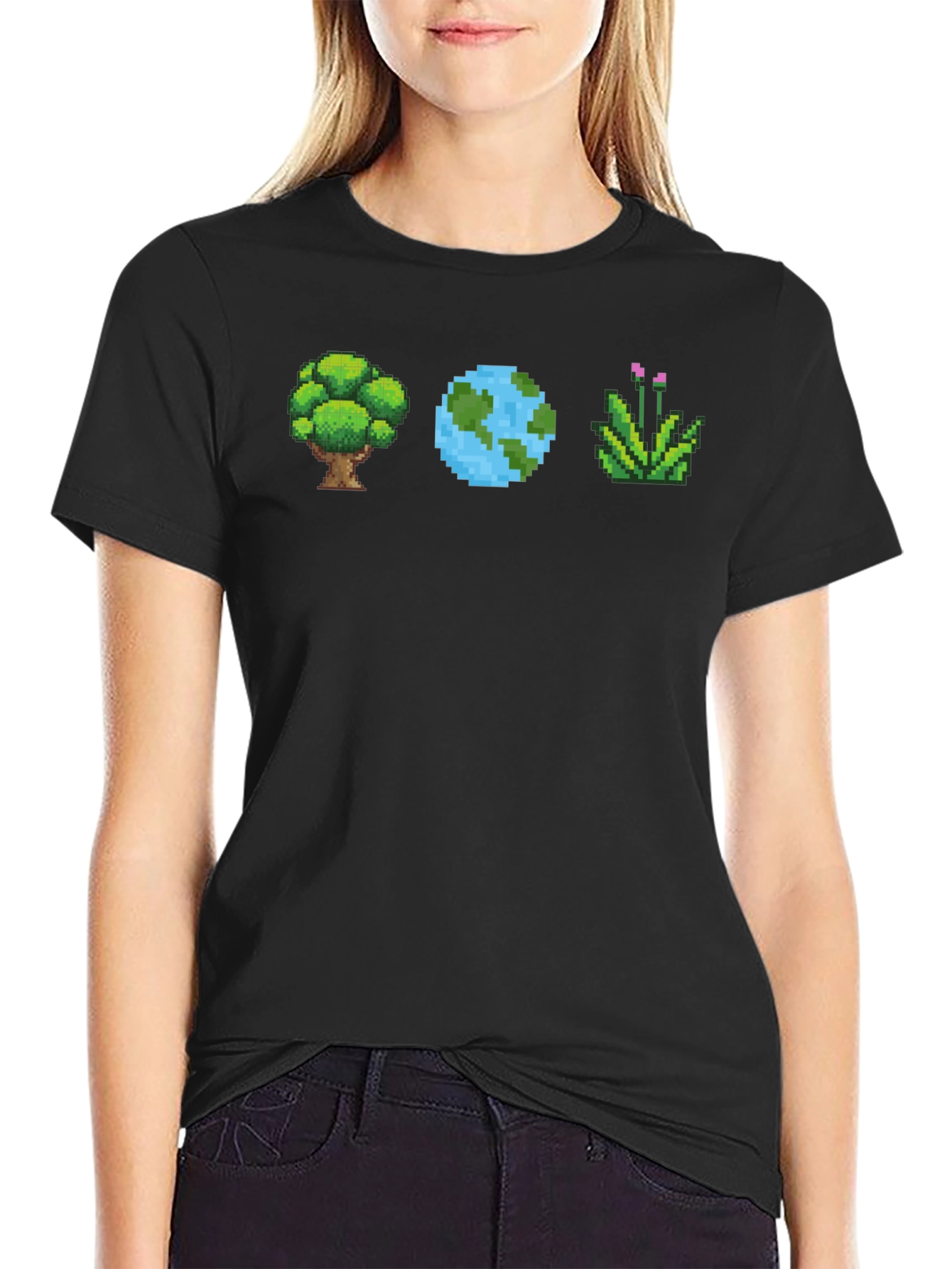 Pixel Art Nature T-Shirt - Tree Earth Plant