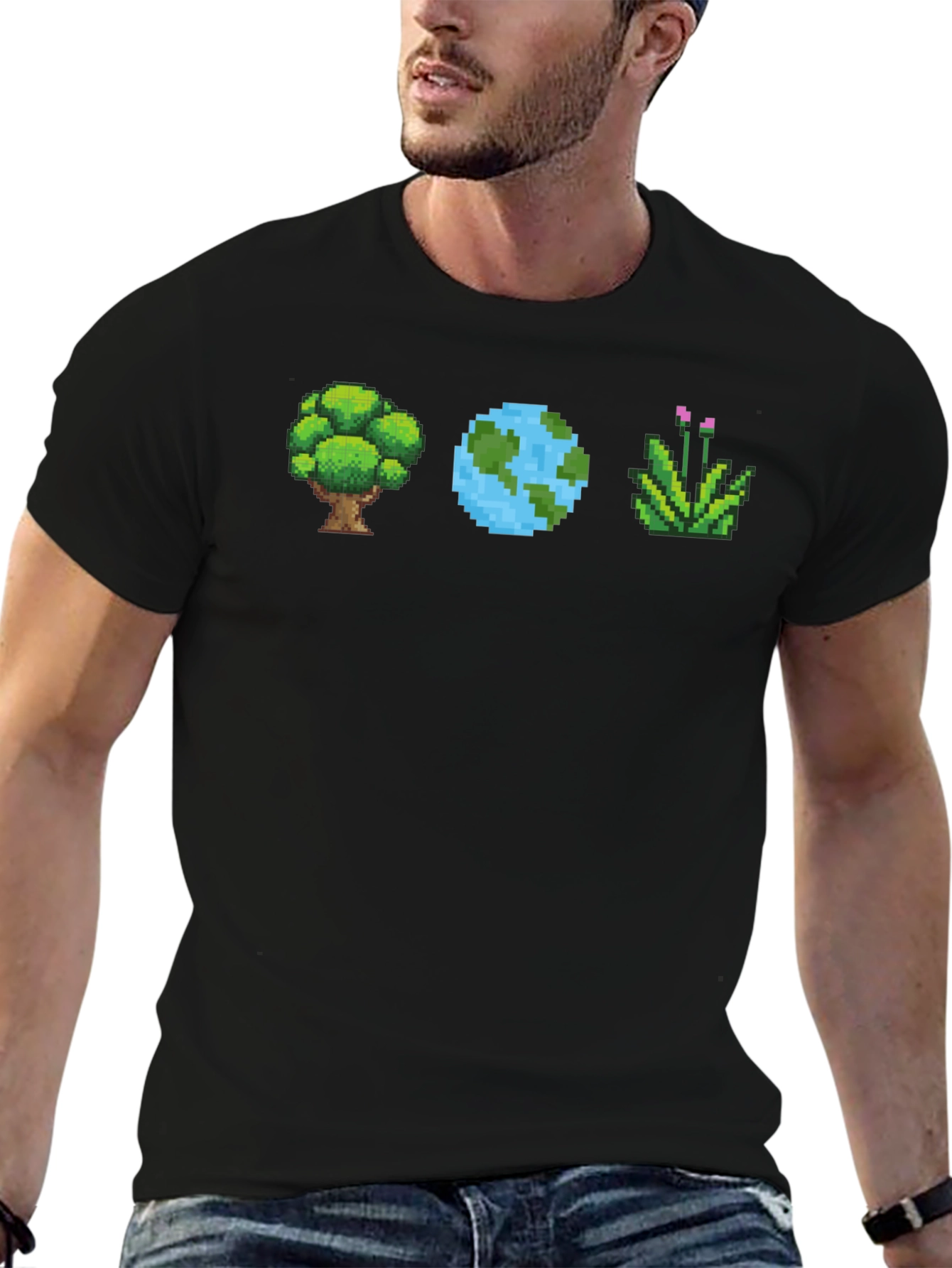 Pixel Art Nature T-Shirt - Tree Earth Plant