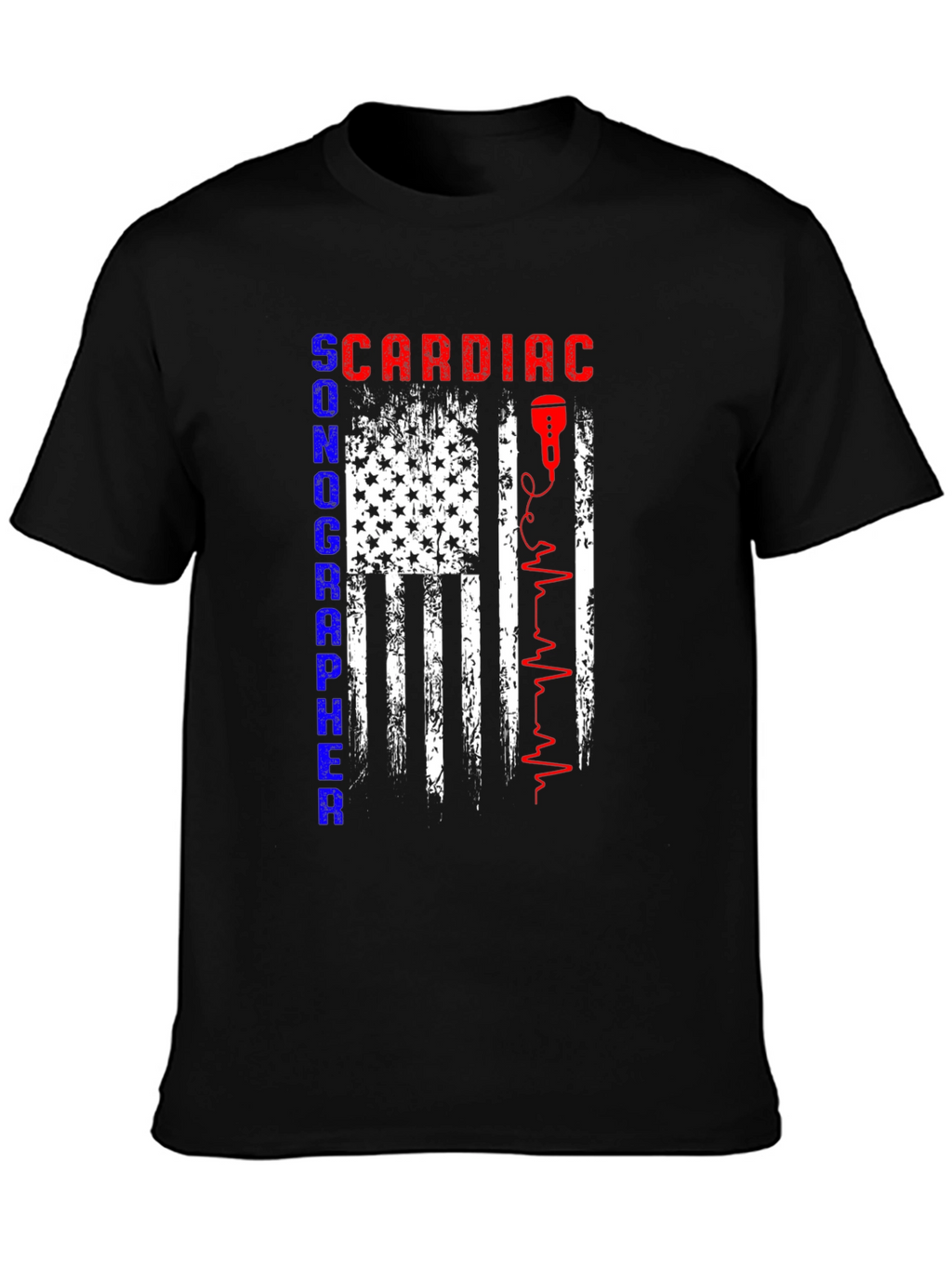 Cardiac Sonographer T-Shirt - American Flag Design