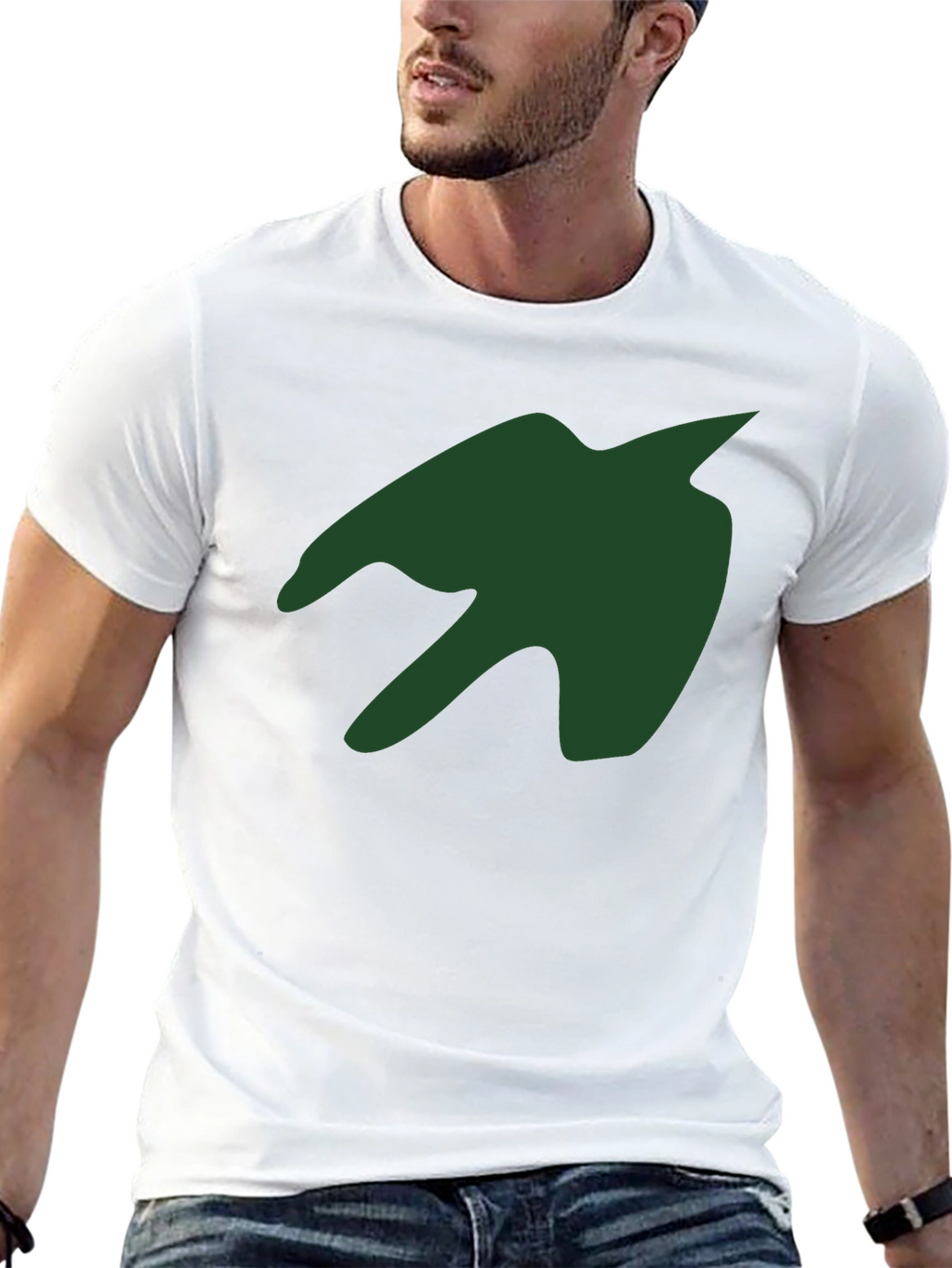Green Silhouette Graphic Print Black T-Shirt