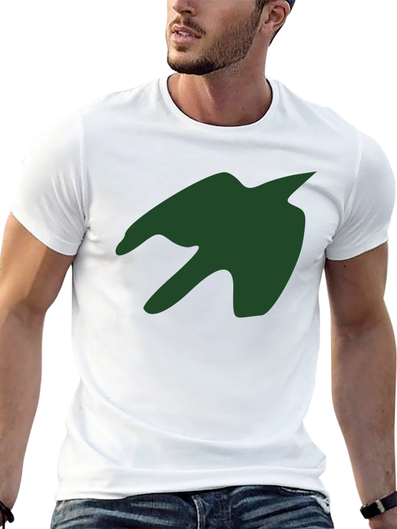 Green Silhouette Graphic Print Black T-Shirt