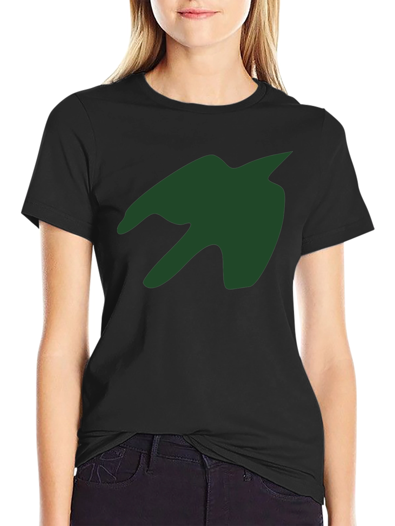 Green Silhouette Graphic Print Black T-Shirt