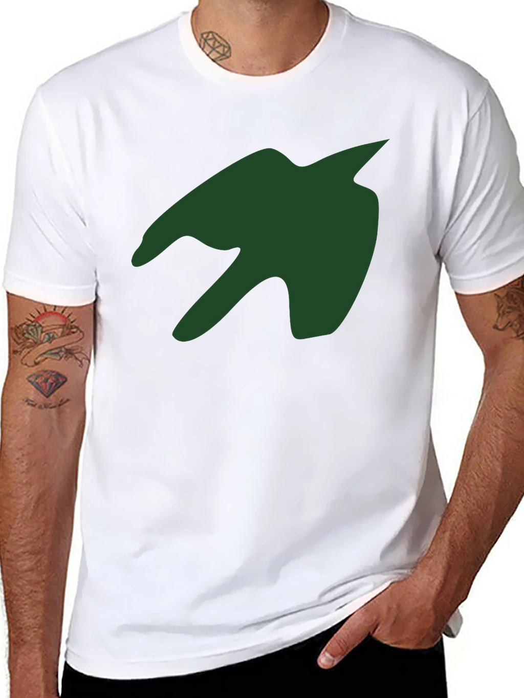Green Silhouette Graphic Print Black T-Shirt