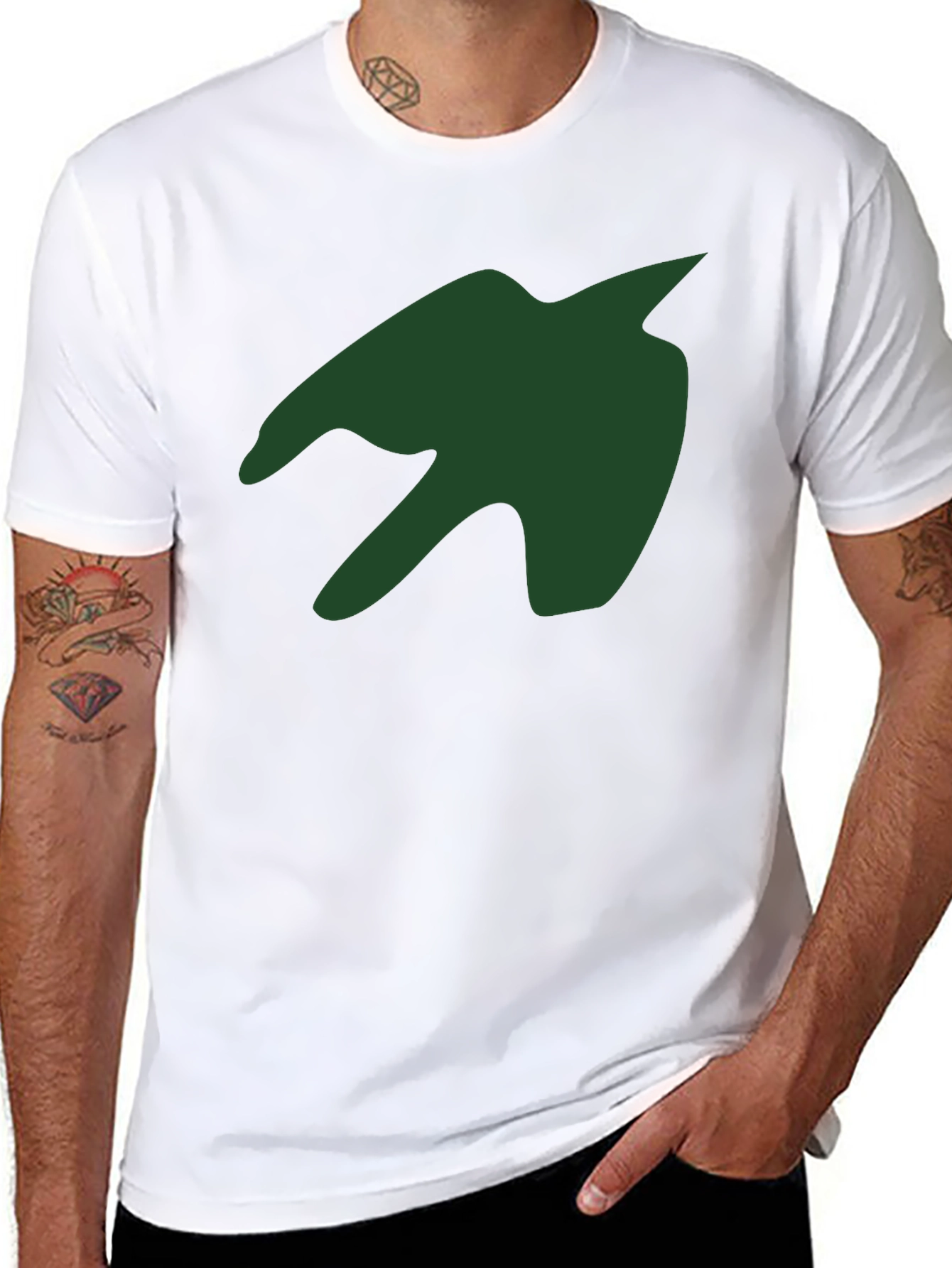 Green Silhouette Graphic Print Black T-Shirt