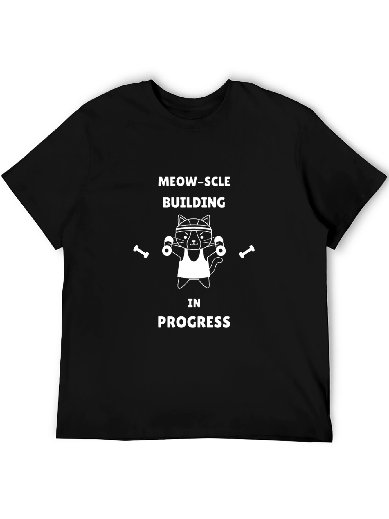 Meow-scle Building Cat Graphic T-Shirt
