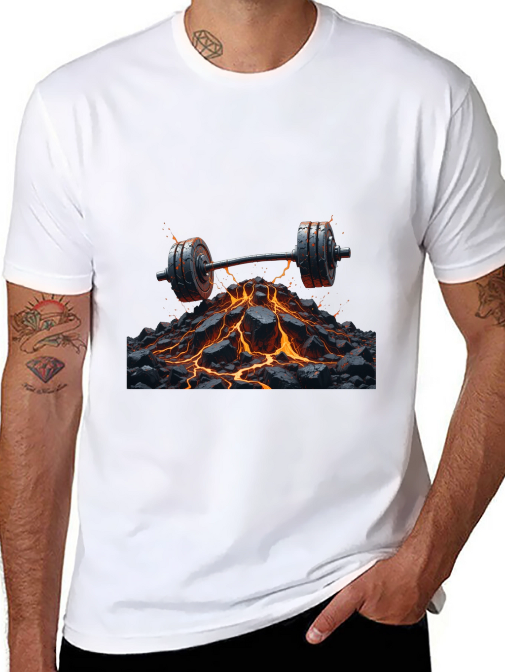 Lava Barbell Black T-Shirt: Fiery Fitness