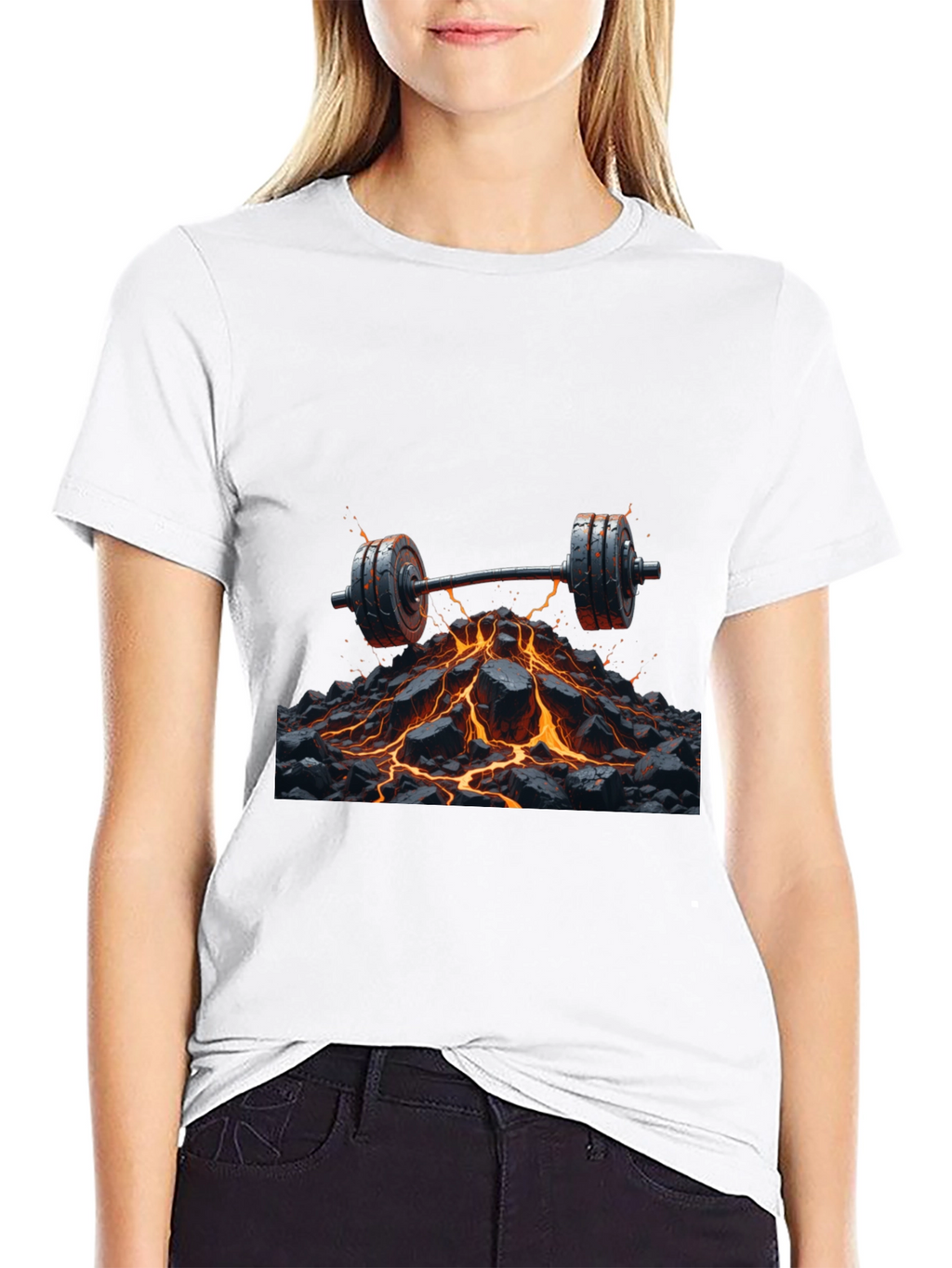 Lava Barbell Black T-Shirt: Fiery Fitness