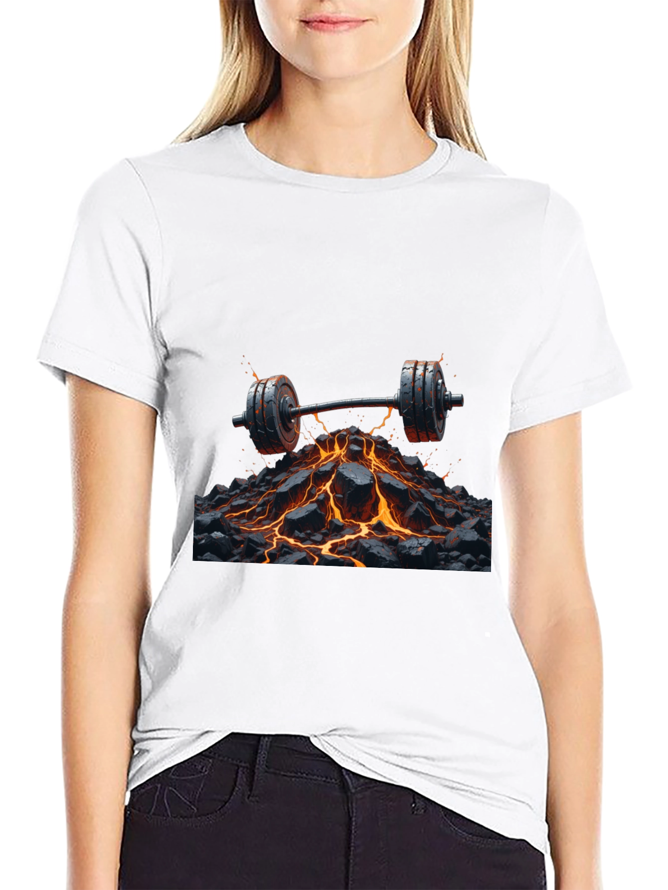 Lava Barbell Black T-Shirt: Fiery Fitness