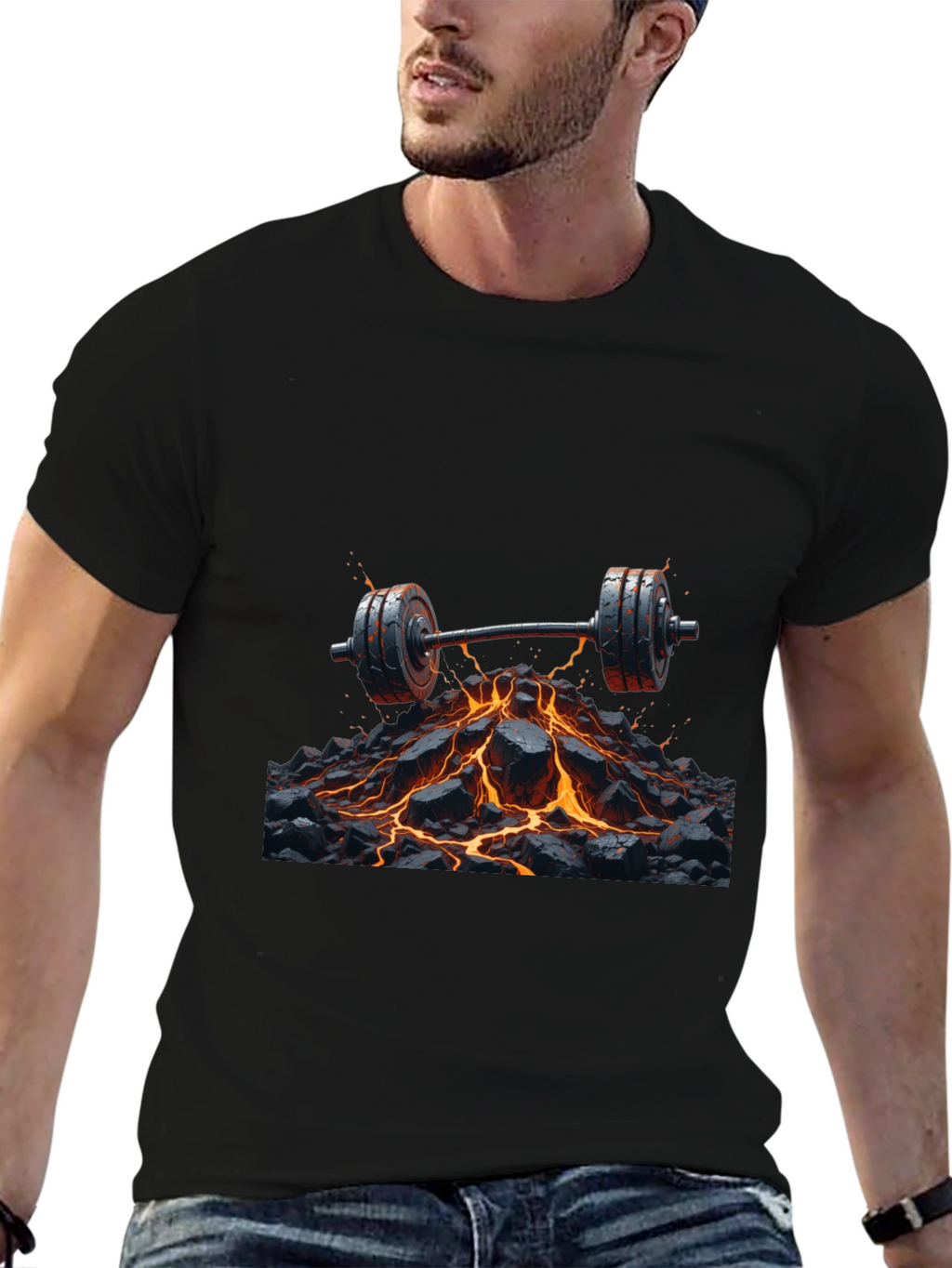 Lava Barbell Black T-Shirt: Fiery Fitness