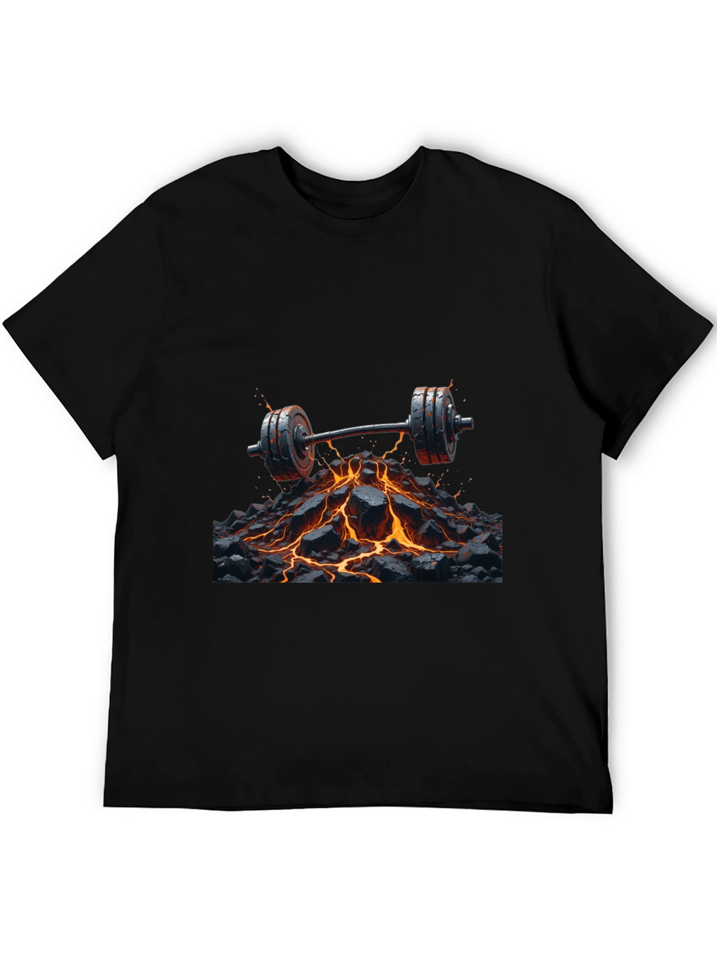 Lava Barbell Black T-Shirt: Fiery Fitness