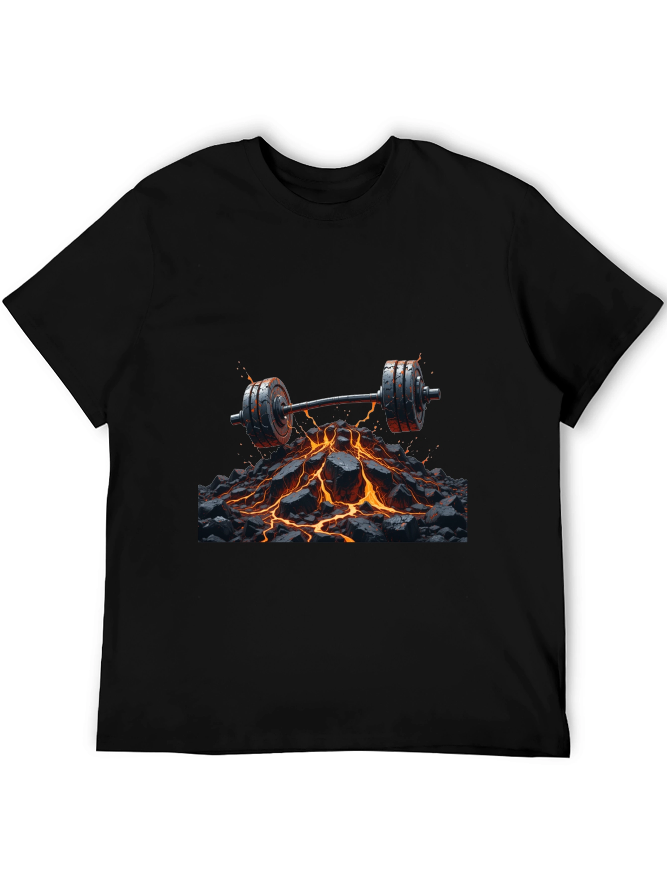 Lava Barbell Black T-Shirt: Fiery Fitness