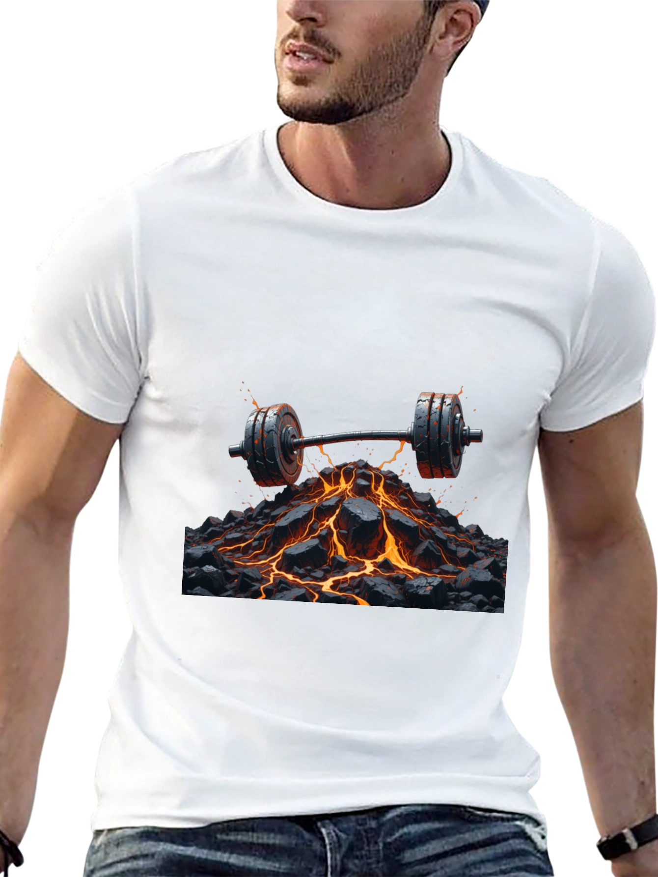 Lava Barbell Black T-Shirt: Fiery Fitness