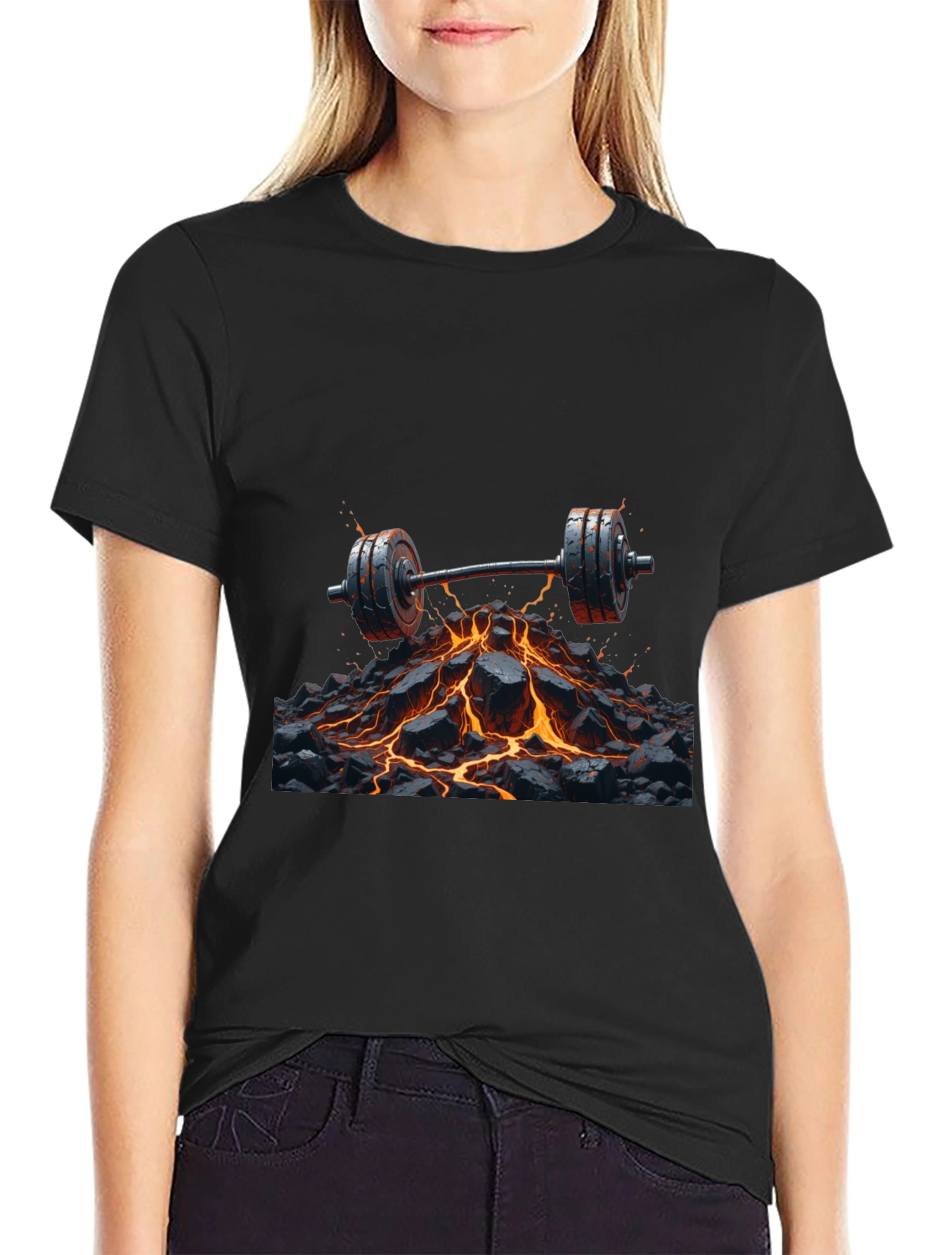 Lava Barbell Black T-Shirt: Fiery Fitness